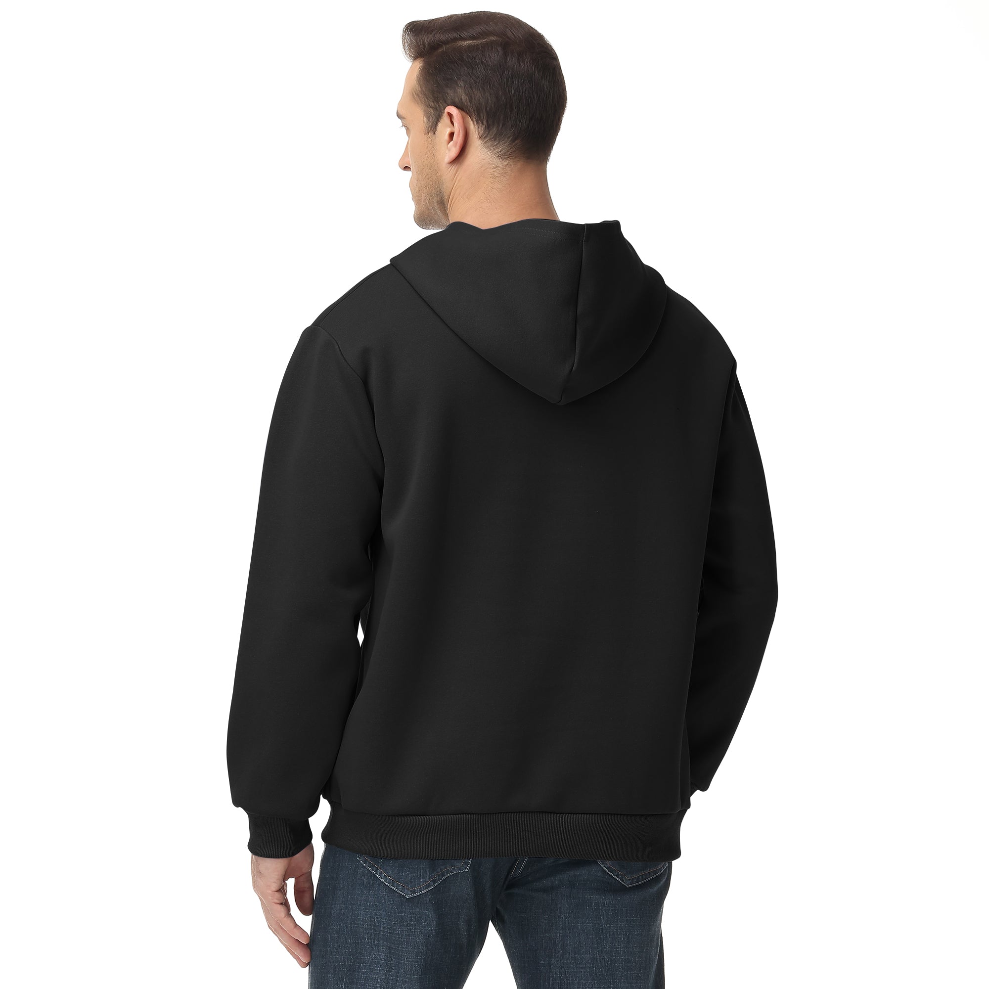Men's 100% Cotton Hoodie – Double-Layer Pullover Sweatshirt in Solid Color, Long Sleeve for Year-Round Casual Wear