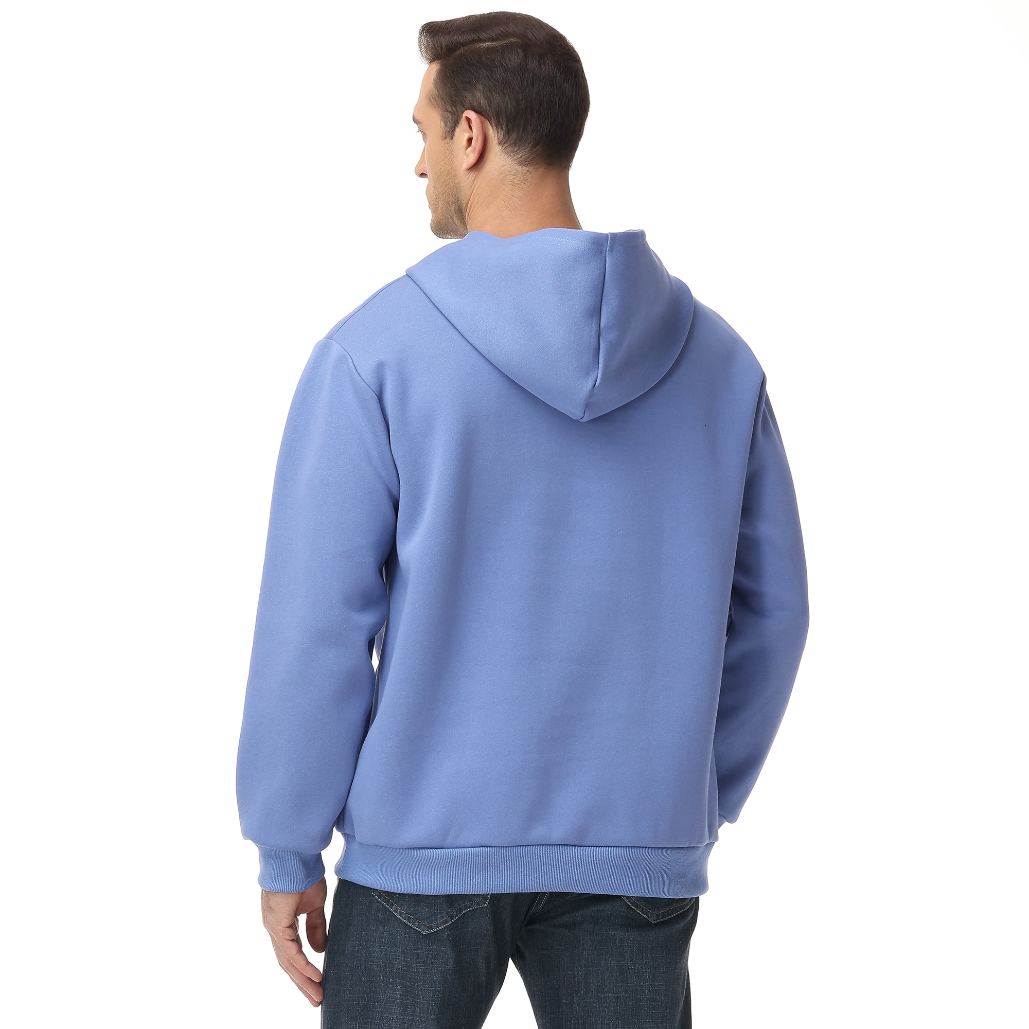 Men's 100% Cotton Hoodie – Double-Layer Pullover Sweatshirt in Solid Color, Long Sleeve for Year-Round Casual Wear