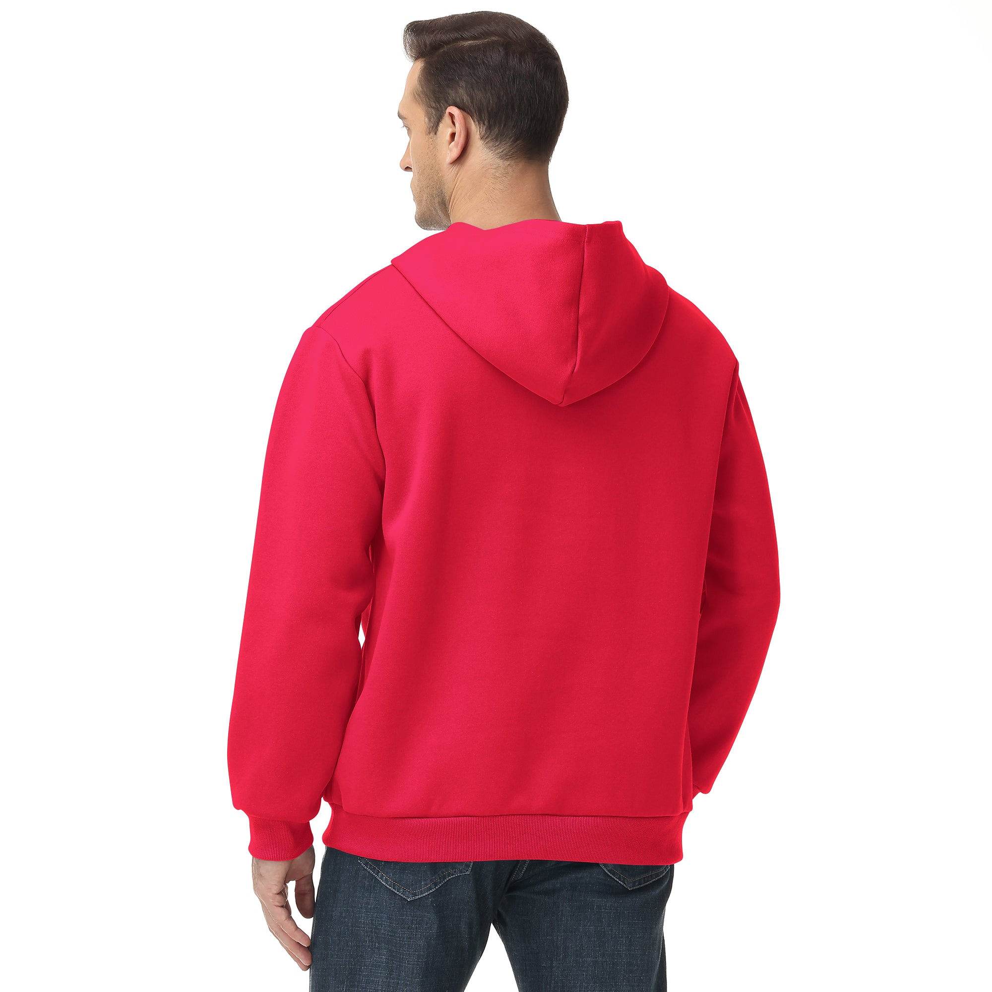 Men's 100% Cotton Hoodie – Double-Layer Pullover Sweatshirt in Solid Color, Long Sleeve for Year-Round Casual Wear