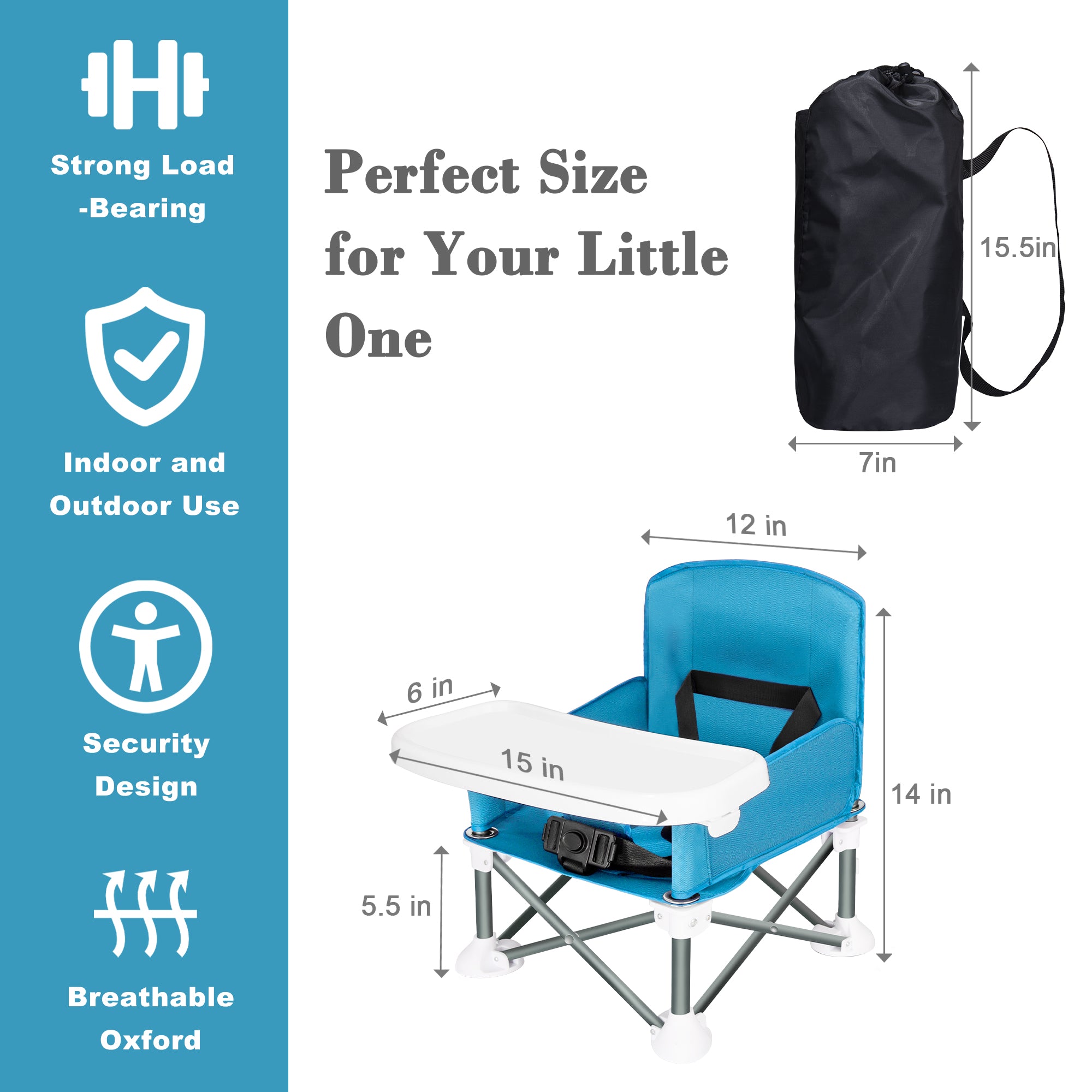 Portable Baby Travel Chair, Foldable Infant and Toddler Seat with Detachable Dining Tray, Unisex Design