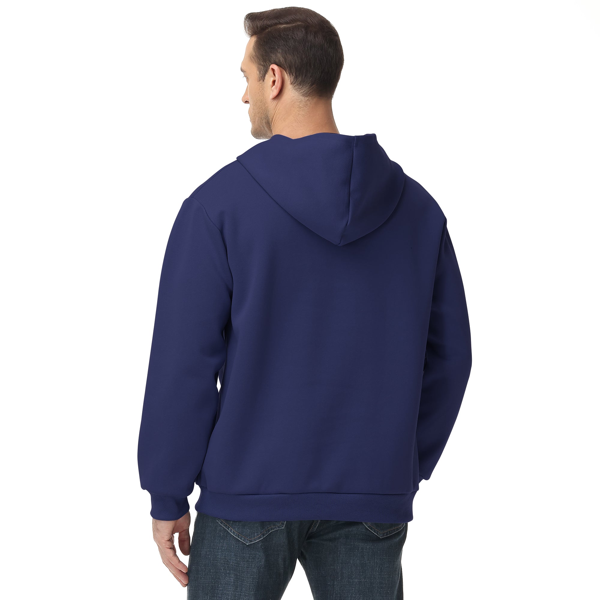 Men's 100% Cotton Hoodie – Double-Layer Pullover Sweatshirt in Solid Color, Long Sleeve for Year-Round Casual Wear