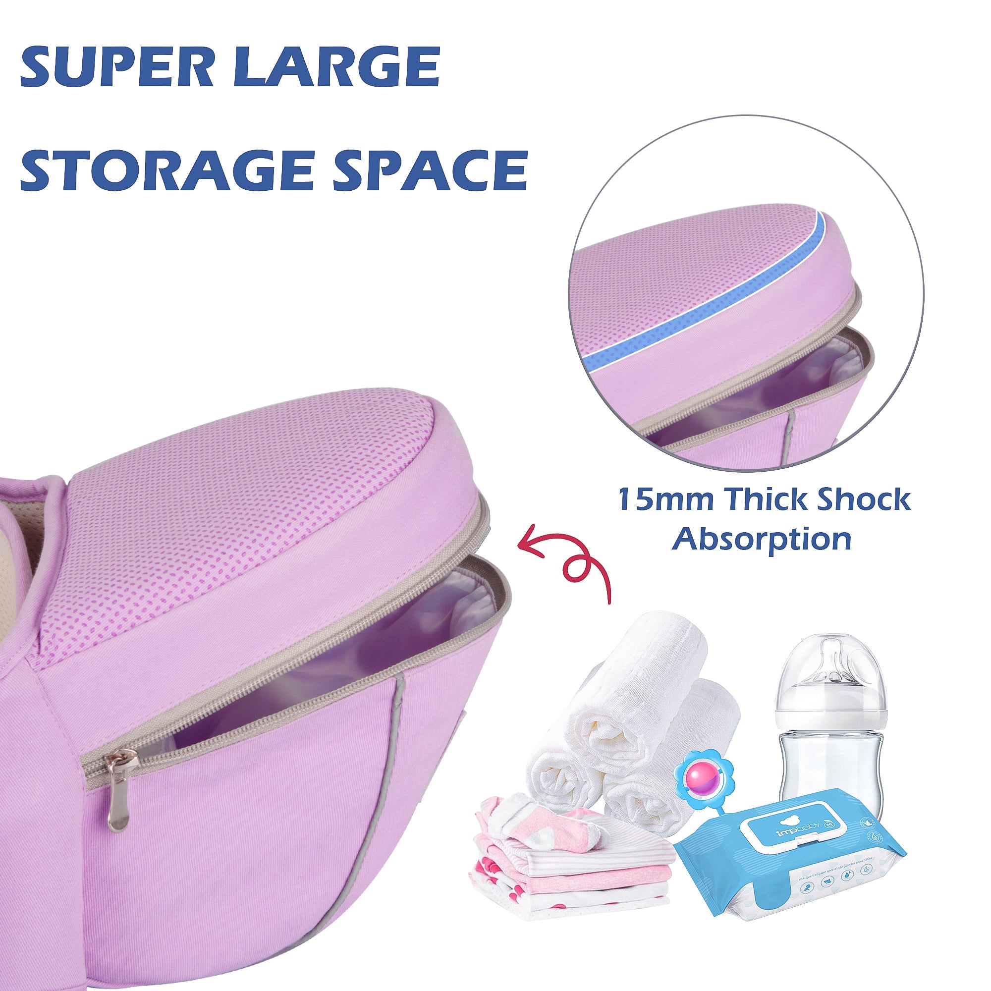 Ergonomic Hip Seat Baby Carrier with Storage Pocket, Adjustable Waist Support for 0-36 Months Newborn and Toddler