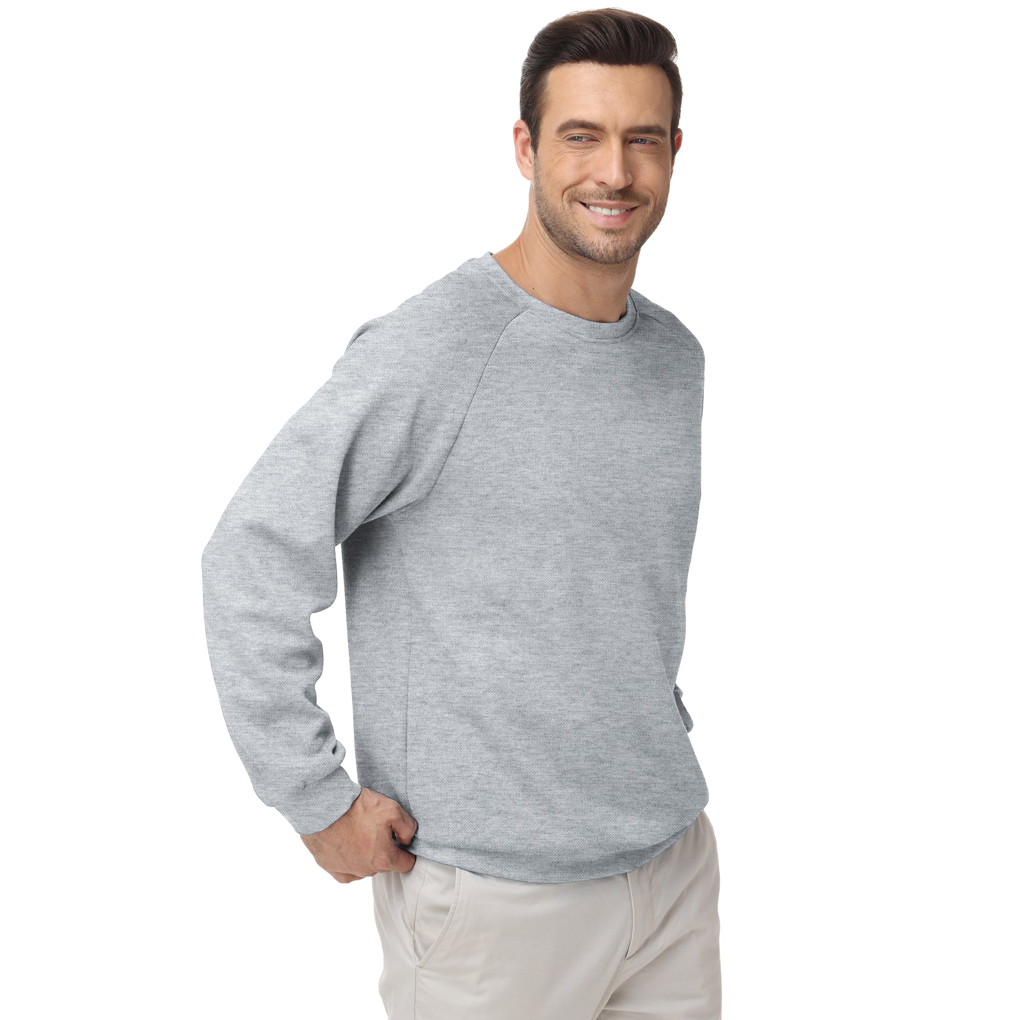 Pepypepy Men's Crewneck Sweatshirt – Soft Lightweight Cotton Pullover, Solid Color Long Sleeve for Casual Wear and Layering