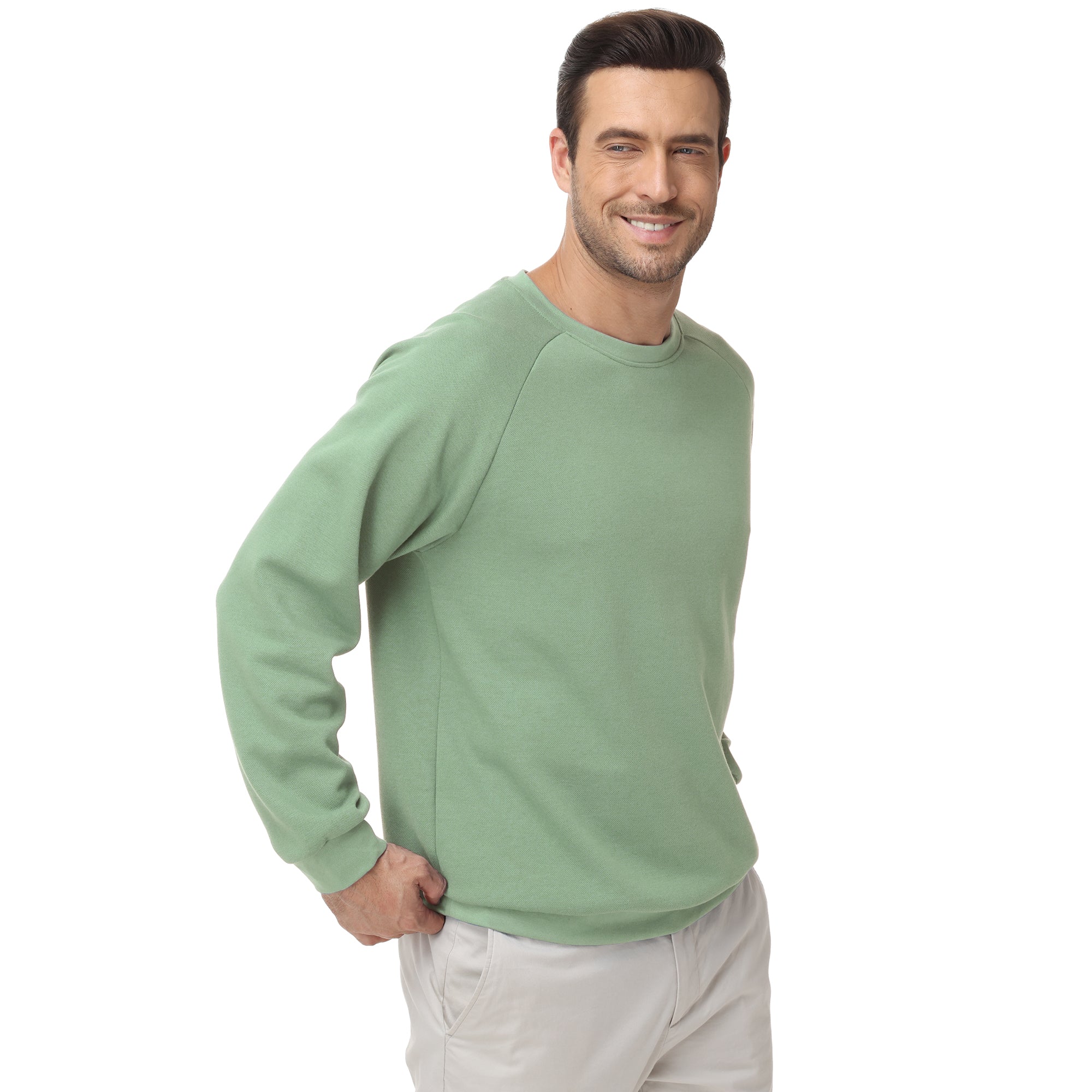 Pepypepy Men's Crewneck Sweatshirt – Soft Lightweight Cotton Pullover, Solid Color Long Sleeve for Casual Wear and Layering