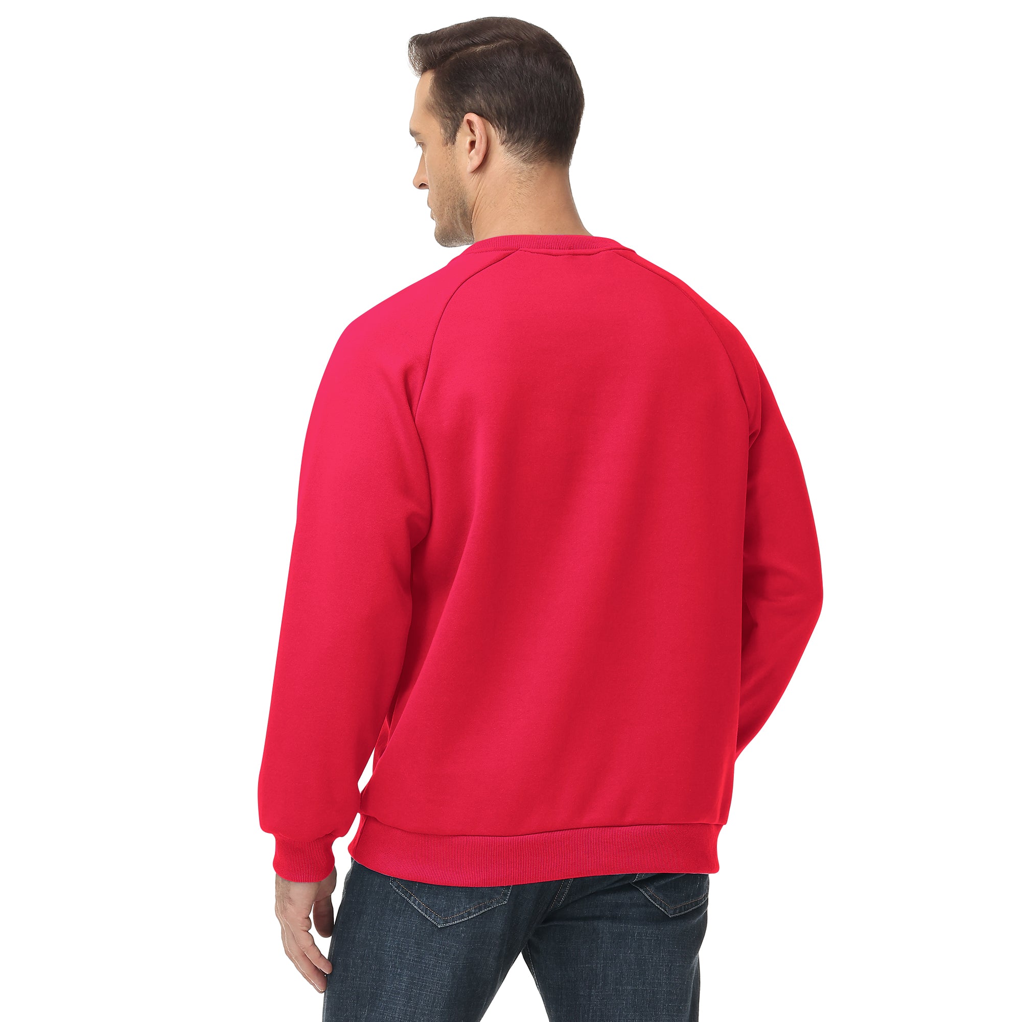 Men's 100% Cotton Crewneck Sweatshirt – Double-Layer Pullover for Comfort and Warmth, Solid Color Long Sleeve for Casual Wear