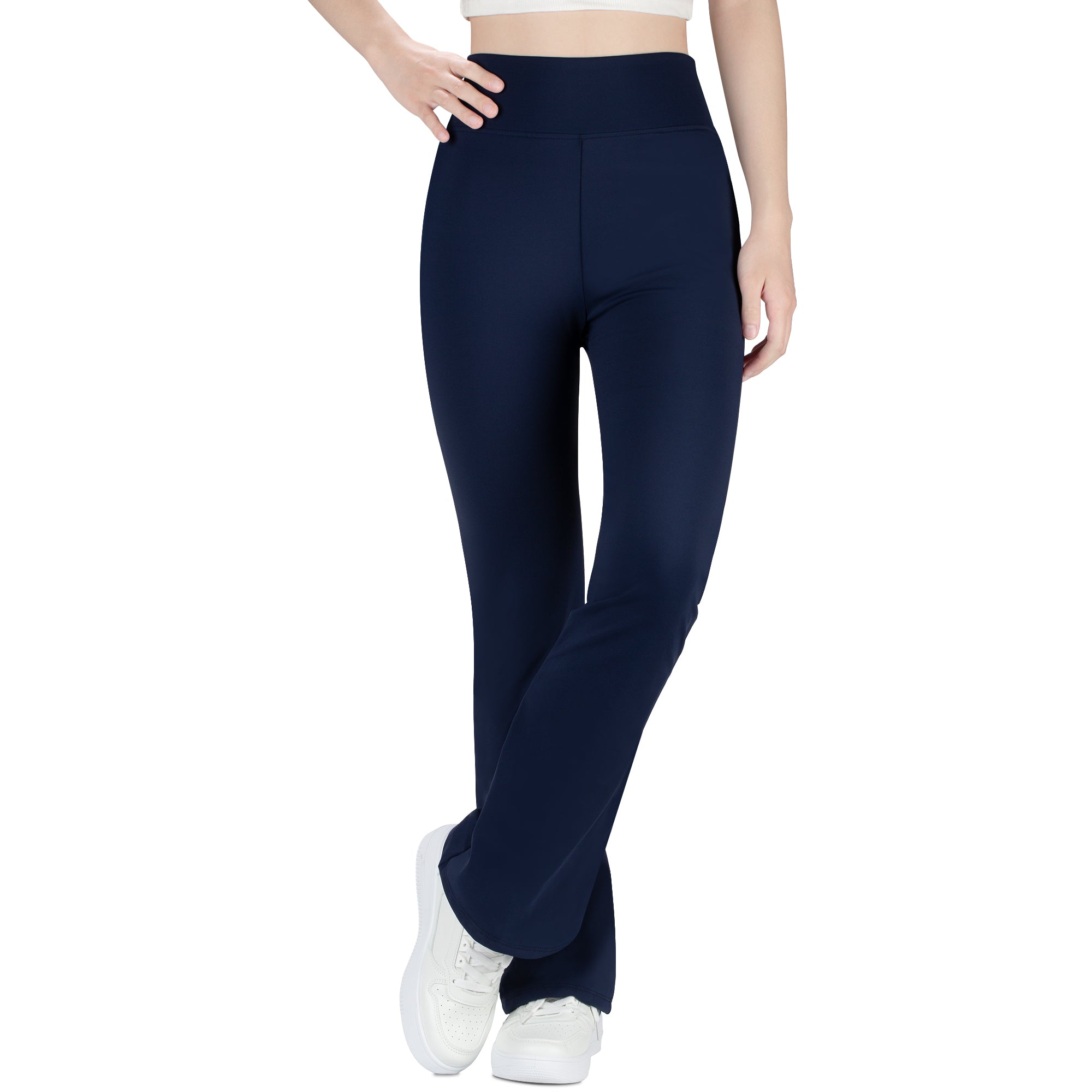 BIG ELEPHANT Fleece Lined Flare Leggings, Girls High Waist Thick Flared Pants for Winter