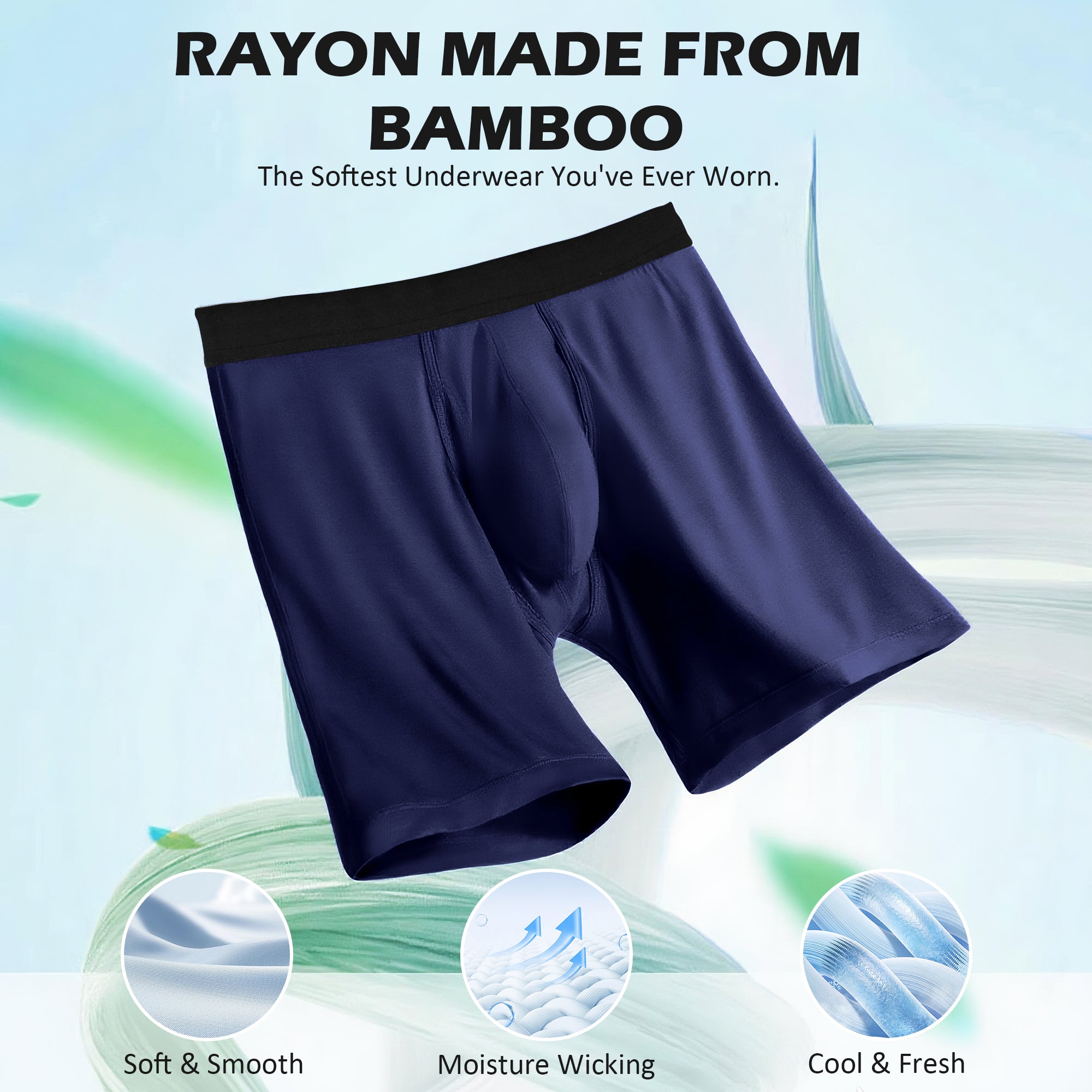 Protium 6-Pack Men's Boxer Briefs – Tag-Free, Soft, Breathable, Moisture-Wicking Underwear with No Ride-Up Design for All-Day Comfort