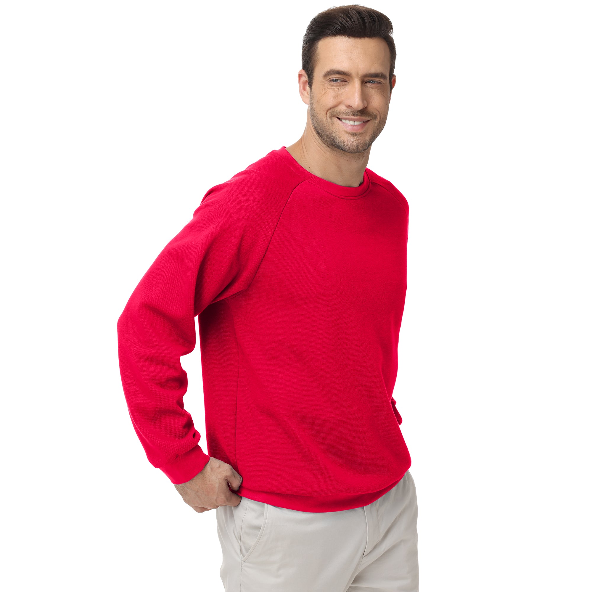 Pepypepy Men's Crewneck Sweatshirt – Soft Lightweight Cotton Pullover, Solid Color Long Sleeve for Casual Wear and Layering