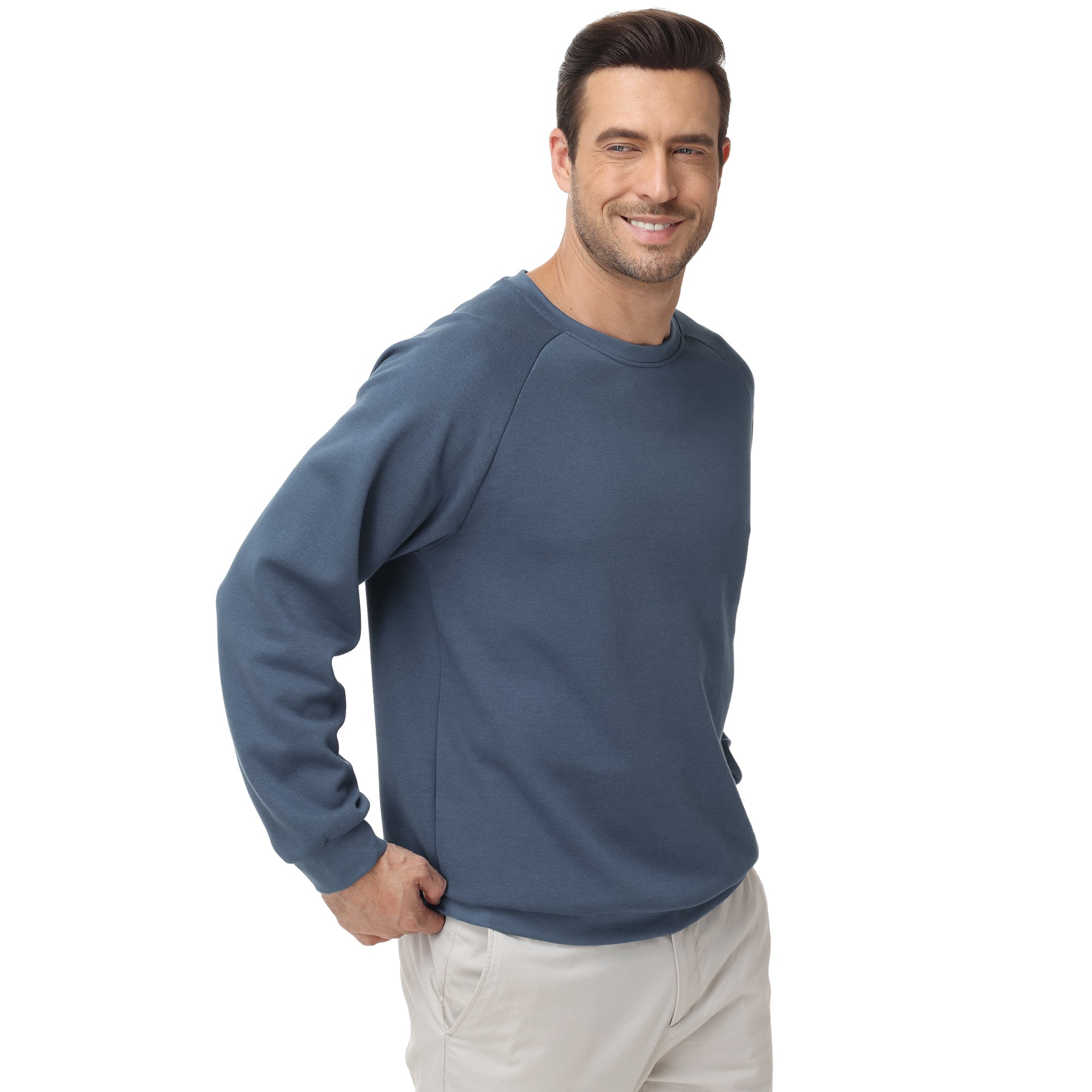 Pepypepy Men's Crewneck Sweatshirt – Soft Lightweight Cotton Pullover, Solid Color Long Sleeve for Casual Wear and Layering
