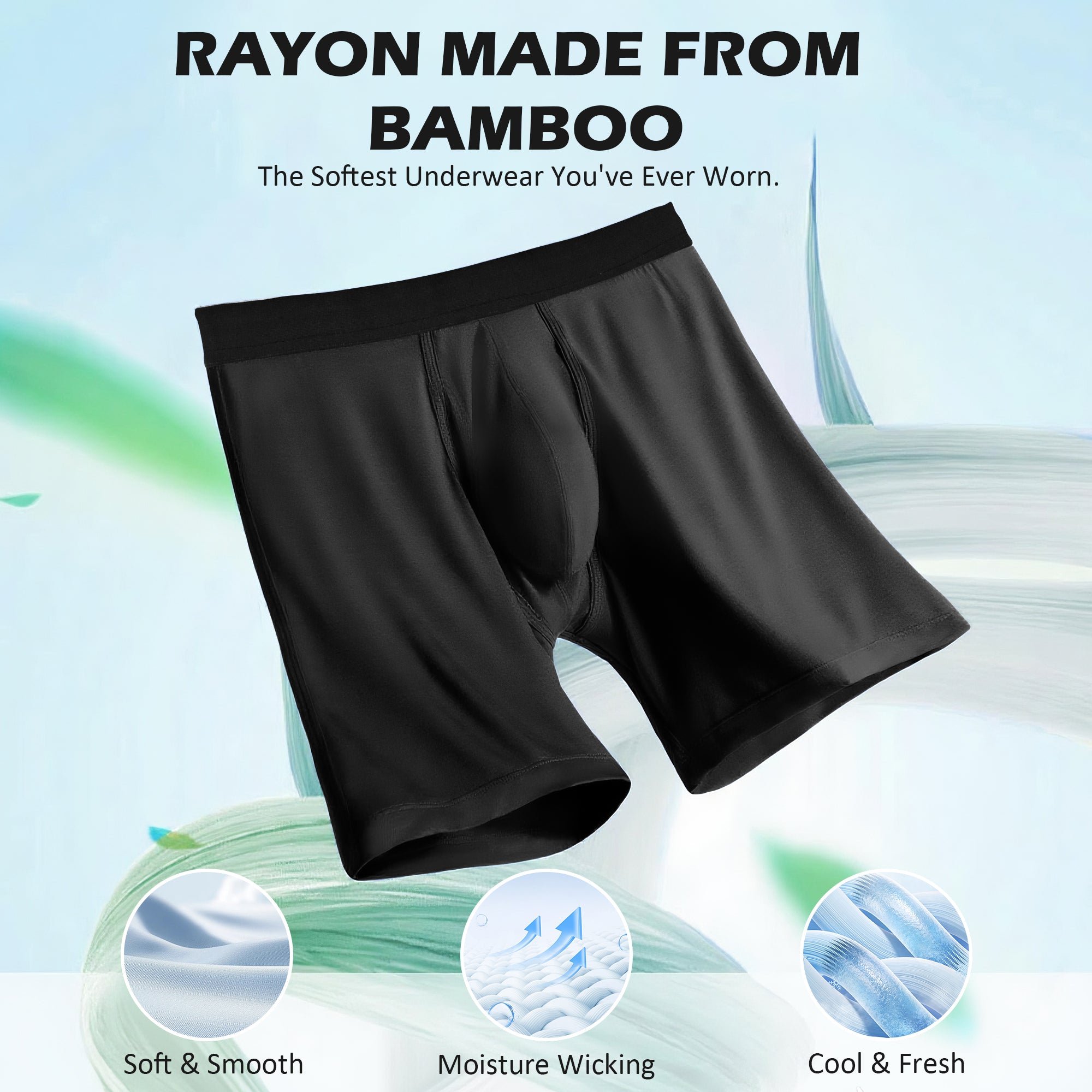 Protium 6-Pack Men's Boxer Briefs – Tag-Free, Soft, Breathable, Moisture-Wicking Underwear with No Ride-Up Design for All-Day Comfort