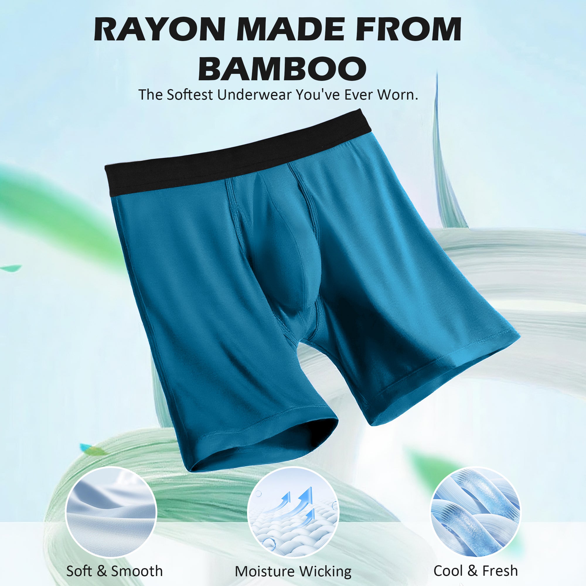 Protium 6-Pack Men's Boxer Briefs – Tag-Free, Soft, Breathable, Moisture-Wicking Underwear with No Ride-Up Design for All-Day Comfort
