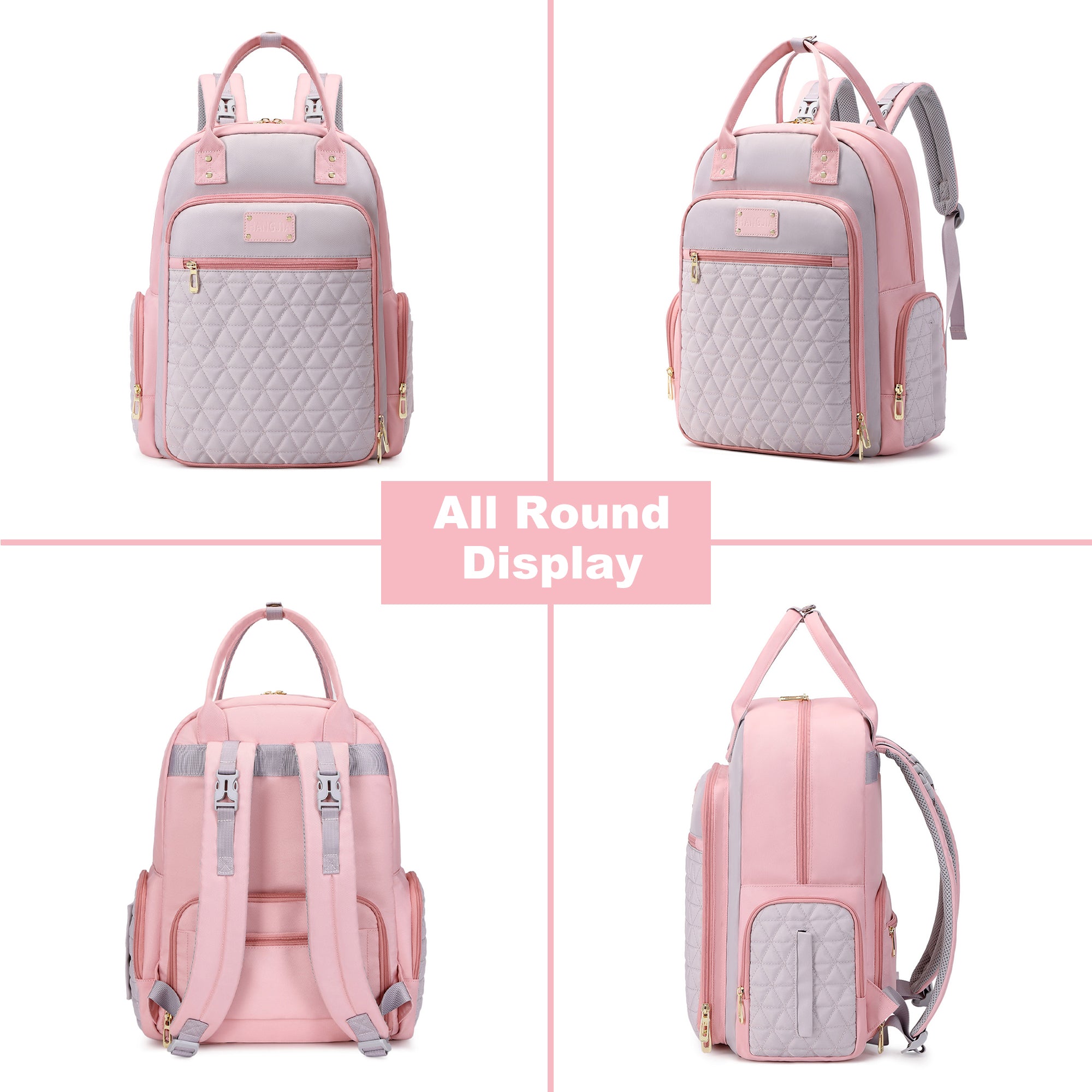 Multifunction Baby Diaper Bag Backpack, Travel Maternity Nappy Bag for Moms, 12x7x16 Inches