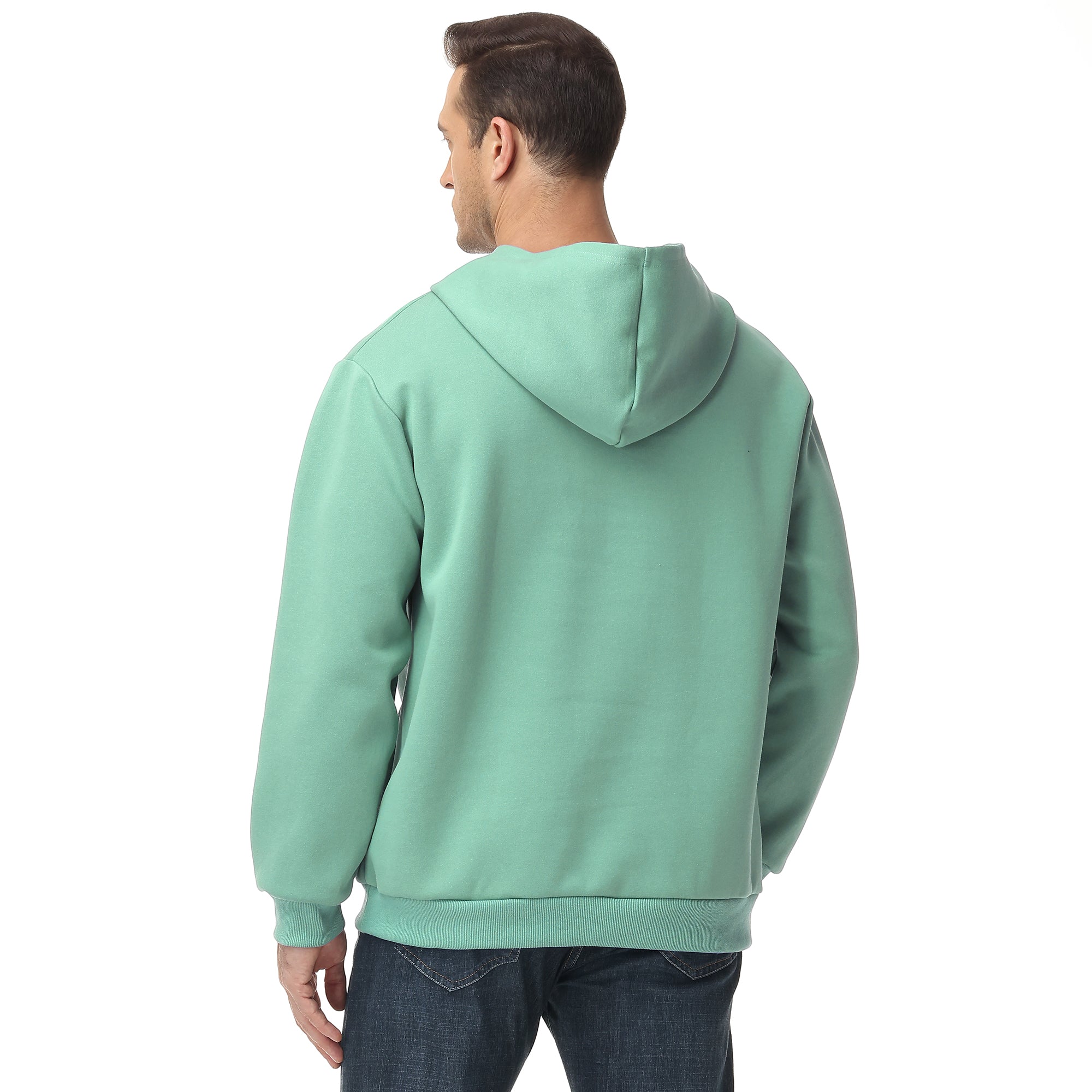 Men's 100% Cotton Hoodie – Double-Layer Pullover Sweatshirt in Solid Color, Long Sleeve for Year-Round Casual Wear