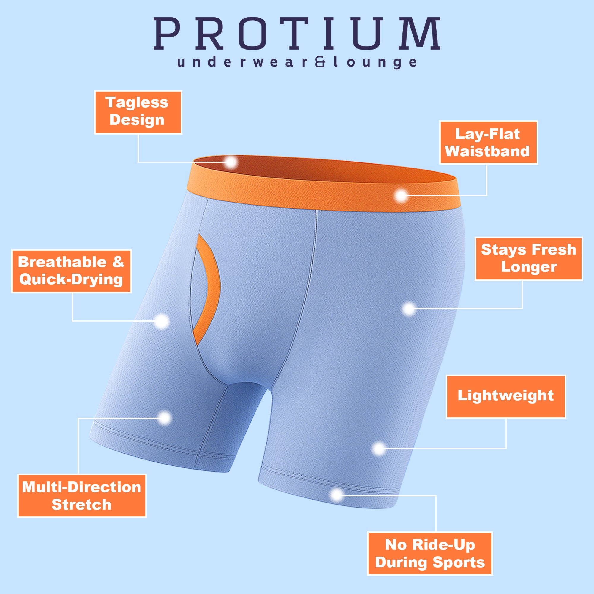 Protium 6 Pack Boys' Performance Boxer Briefs – Youth Athletic Underwear with Mesh Fabric, Breathable, Moisture-Wicking, Tag-Free Comfort