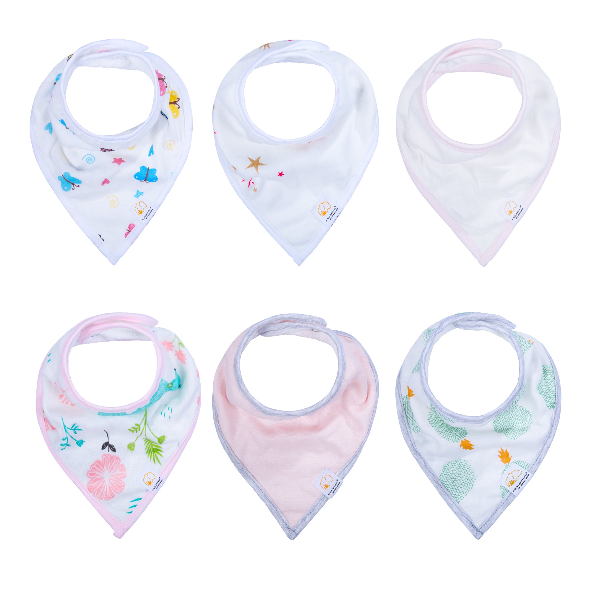 BIG ELEPHANT 6pcs/7pcs Baby Bibs – Soft Cotton Drool Bibs for Teething and Drooling Babies, Suitable for 0-36 Months
