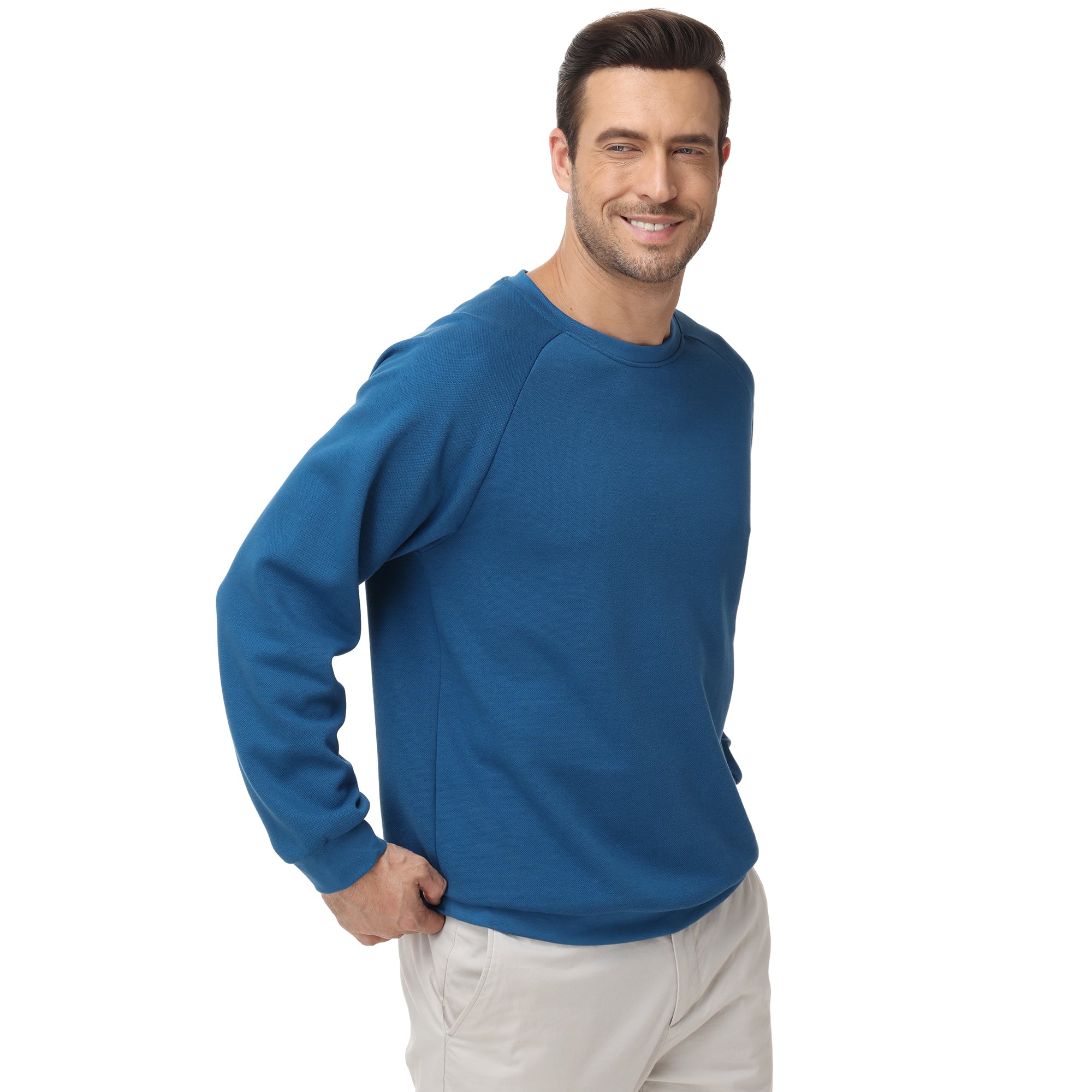 Pepypepy Men's Crewneck Sweatshirt – Soft Lightweight Cotton Pullover, Solid Color Long Sleeve for Casual Wear and Layering