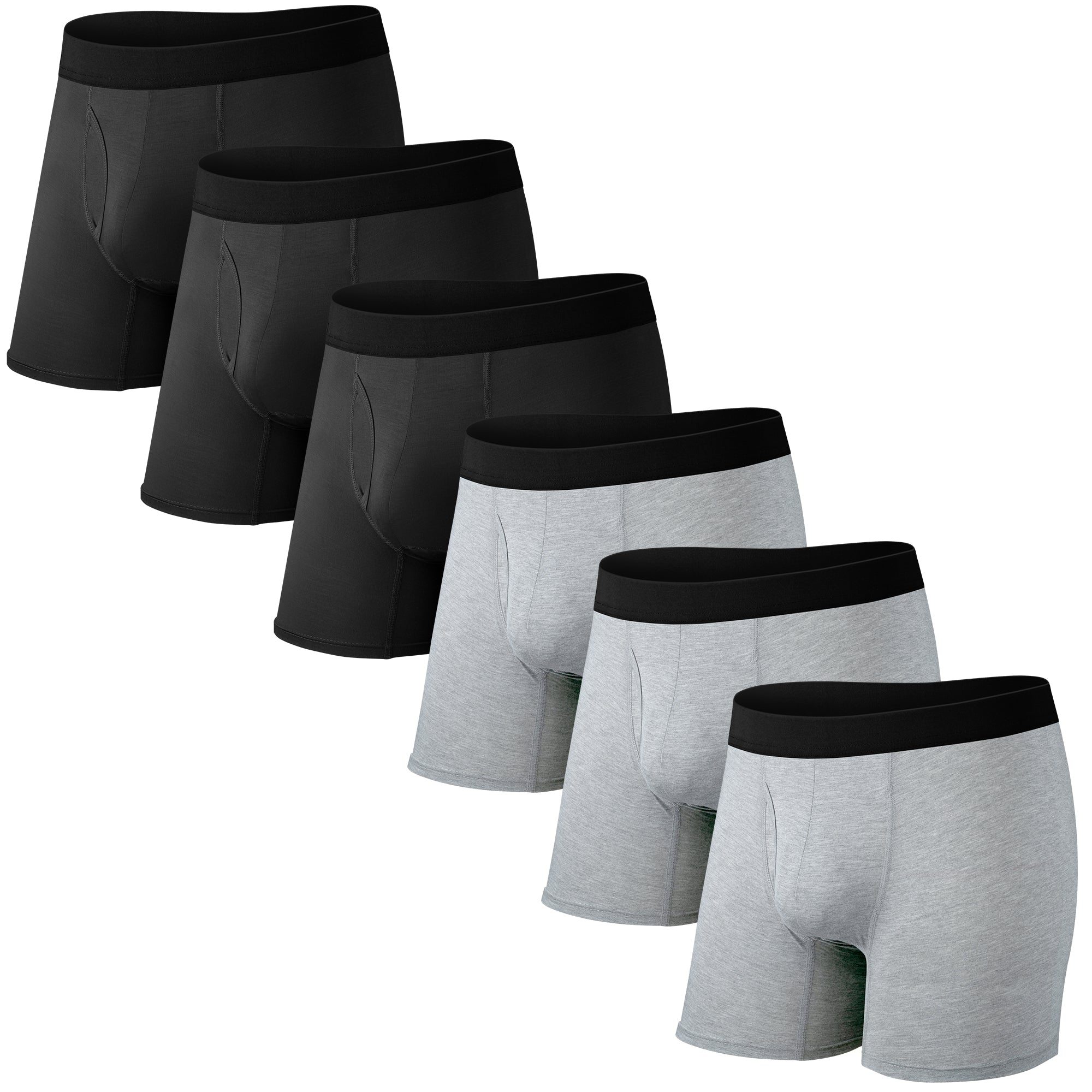 Protium 6-Pack Men's Boxer Briefs – Tag-Free, Soft, Breathable, Moisture-Wicking Underwear with No Ride-Up Design for All-Day Comfort