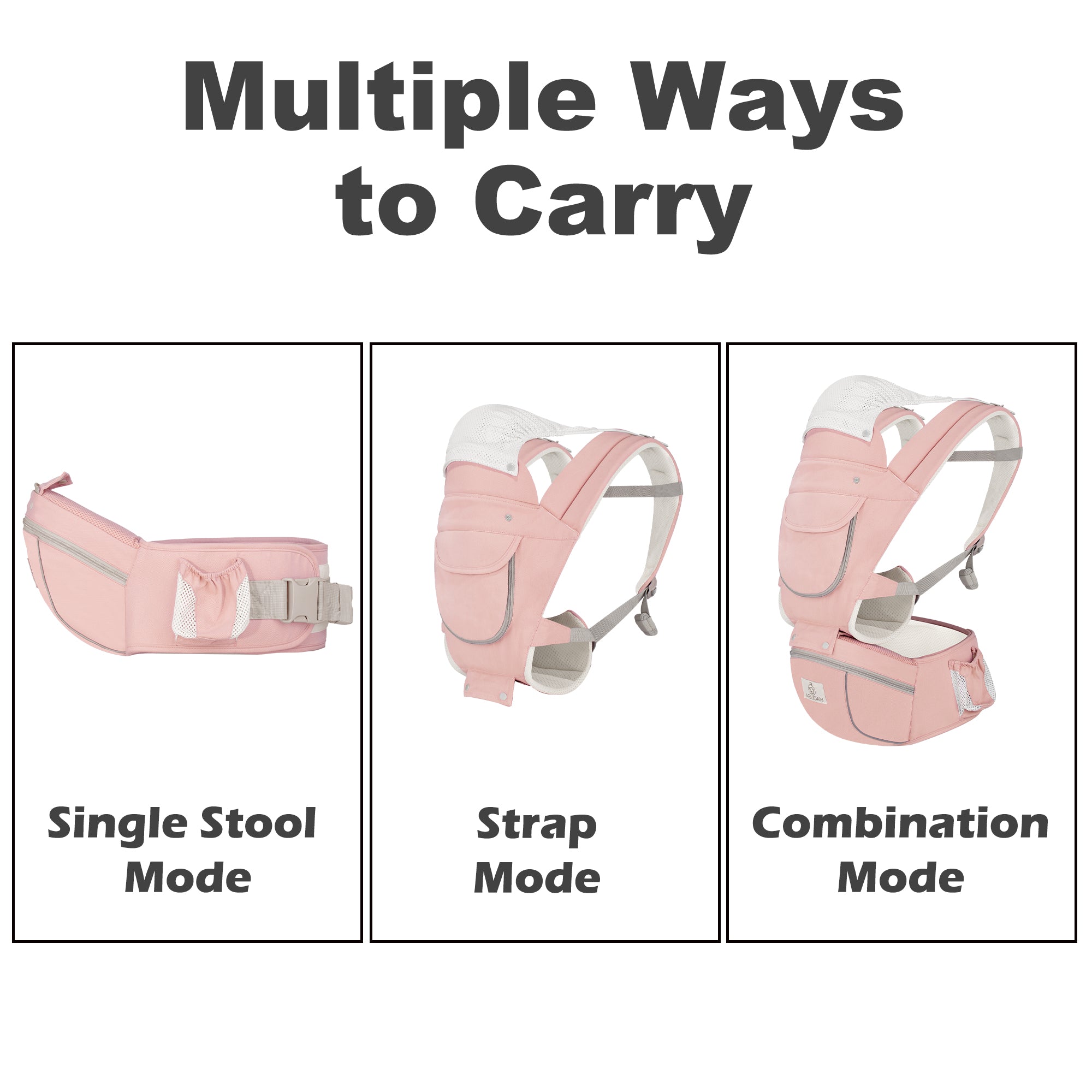 6-in-1 Ergonomic Baby Carrier with Hip Seat, Unisex Waist Stool for Infants 0–36 Months