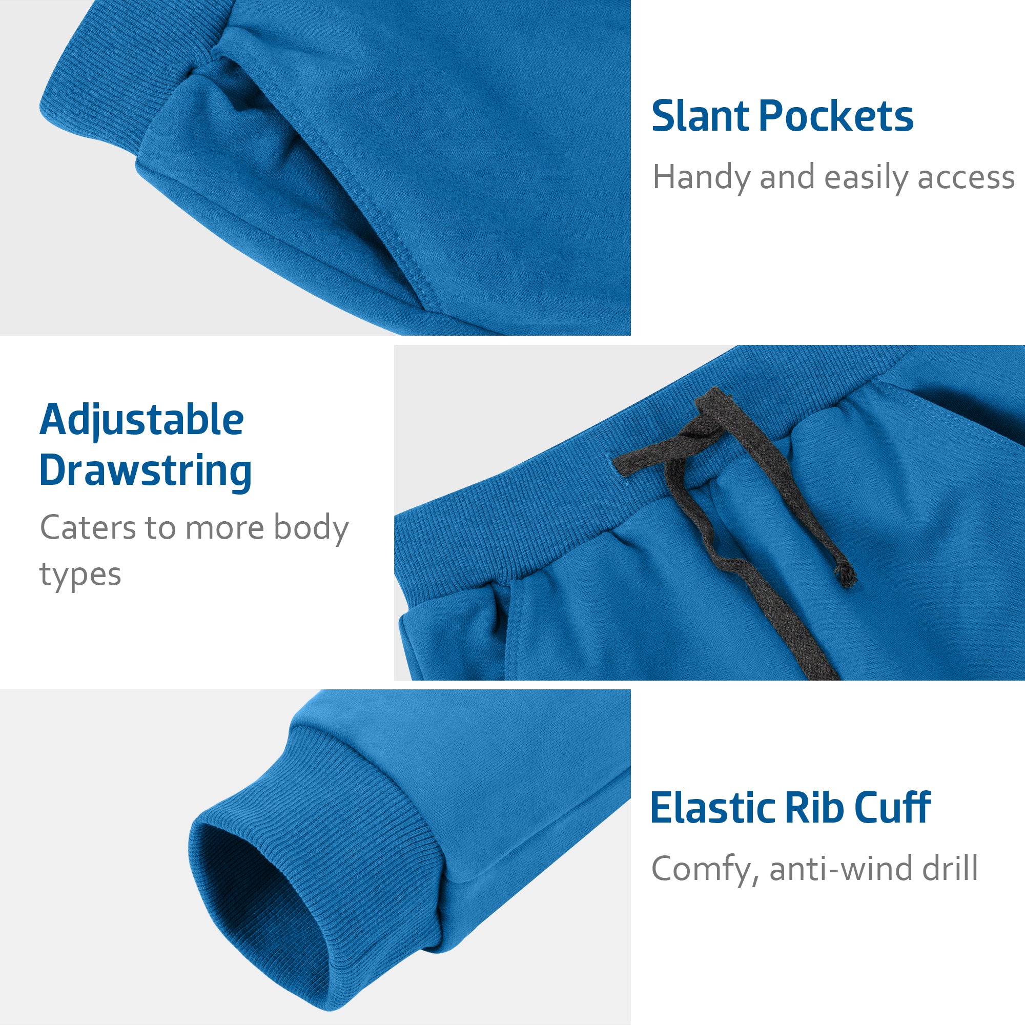 BIG ELEPHANT 3-Pack Boys Sweatpants, Youth Cotton Athletic Sweatpants with Pockets and Adjustable Drawstring