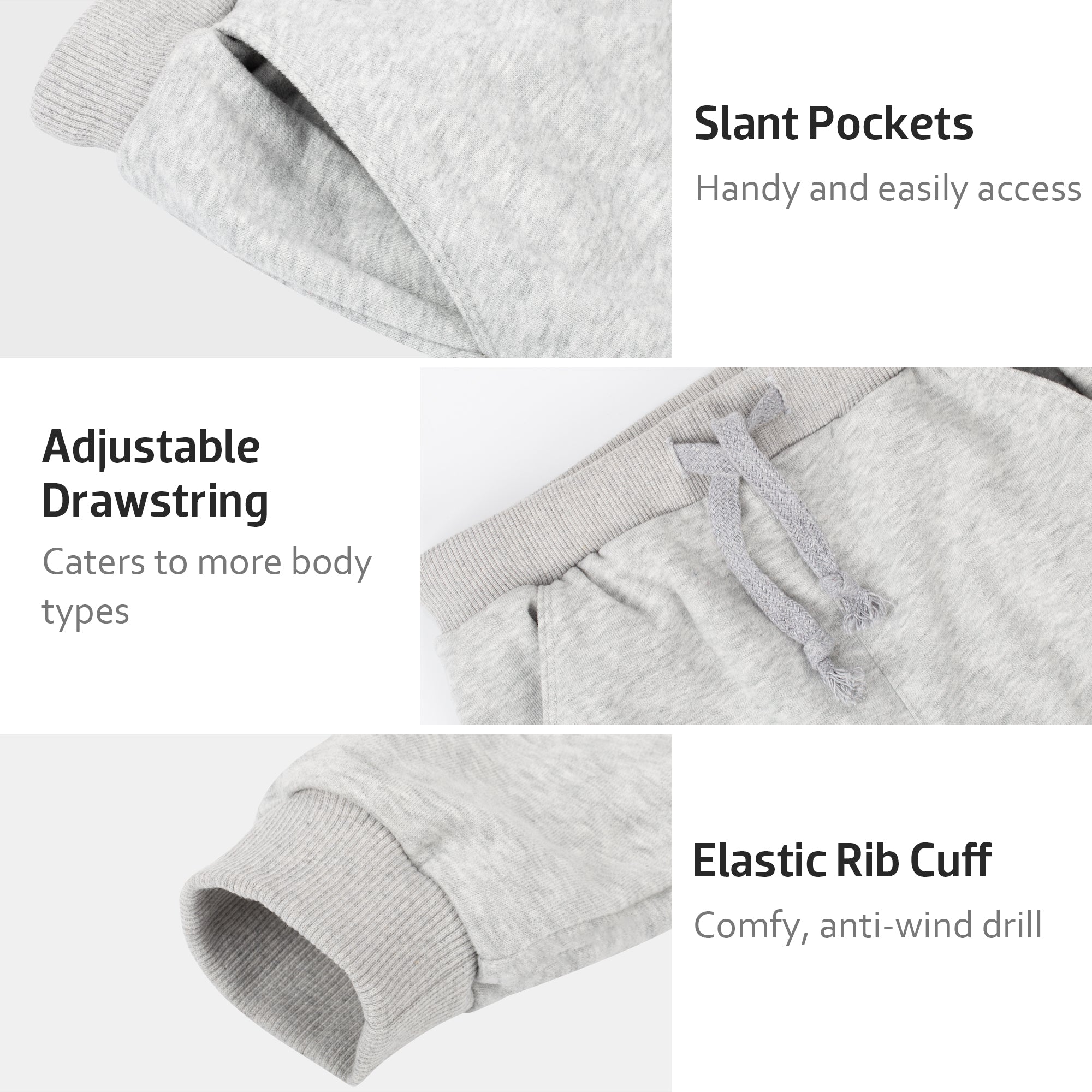 BIG ELEPHANT 3-Pack Boys Sweatpants, Youth Cotton Athletic Sweatpants with Pockets and Adjustable Drawstring