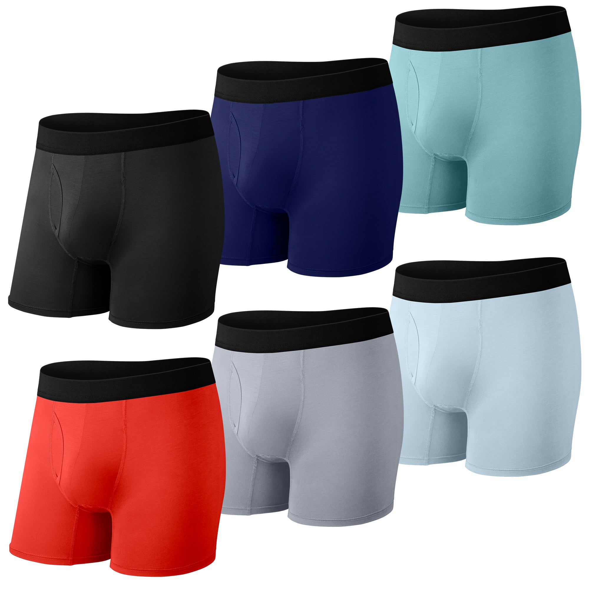 Protium 6-Pack Men's Boxer Briefs – Tag-Free, Soft, Breathable, Moisture-Wicking Underwear with No Ride-Up Design for All-Day Comfort