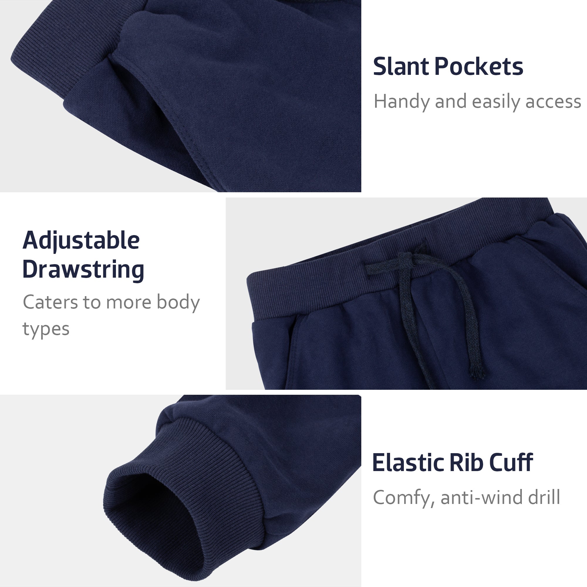 BIG ELEPHANT 3-Pack Boys Sweatpants, Youth Cotton Athletic Sweatpants with Pockets and Adjustable Drawstring