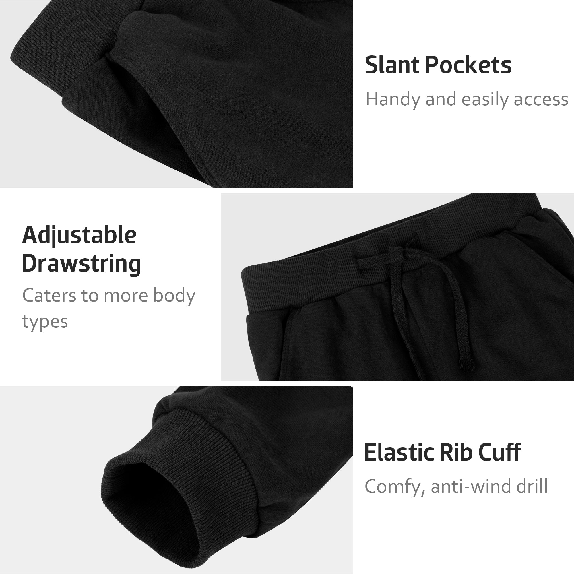 BIG ELEPHANT 3-Pack Boys Sweatpants, Youth Cotton Athletic Sweatpants with Pockets and Adjustable Drawstring