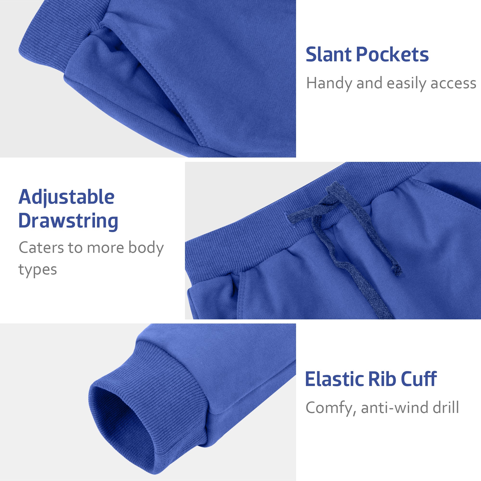 BIG ELEPHANT 3-Pack Boys Sweatpants, Youth Cotton Athletic Sweatpants with Pockets and Adjustable Drawstring