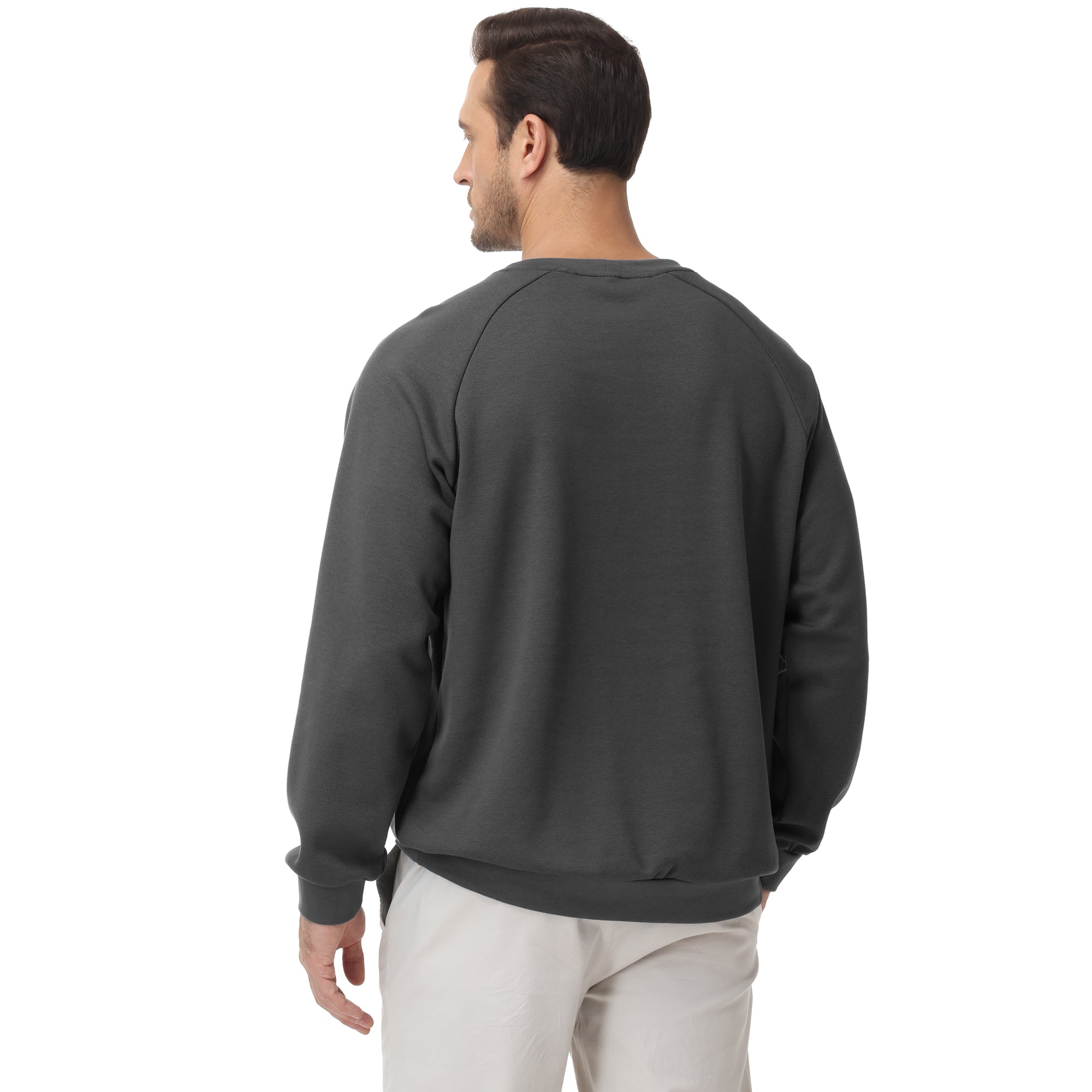 Pepypepy Men's Crewneck Sweatshirt – Soft Lightweight Cotton Pullover, Solid Color Long Sleeve for Casual Wear and Layering