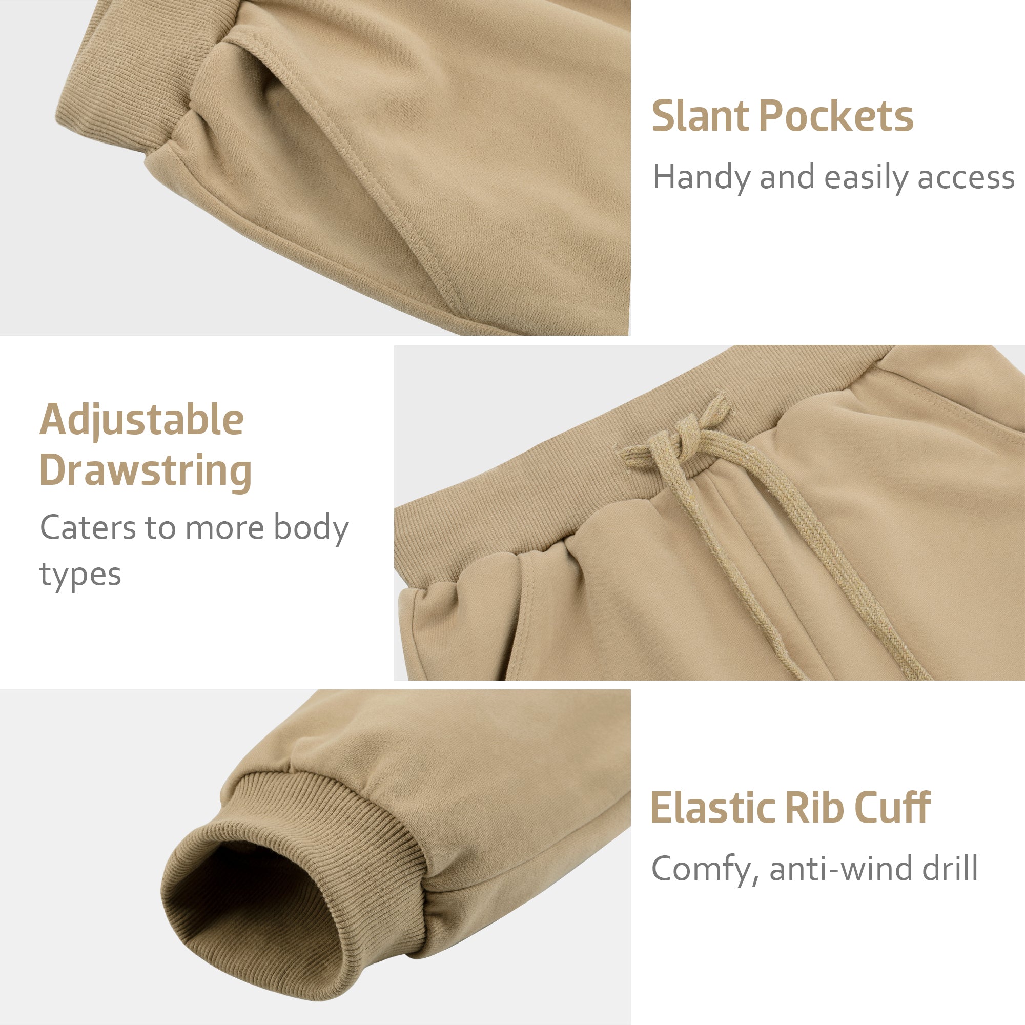 BIG ELEPHANT 3-Pack Boys Sweatpants, Youth Cotton Athletic Sweatpants with Pockets and Adjustable Drawstring