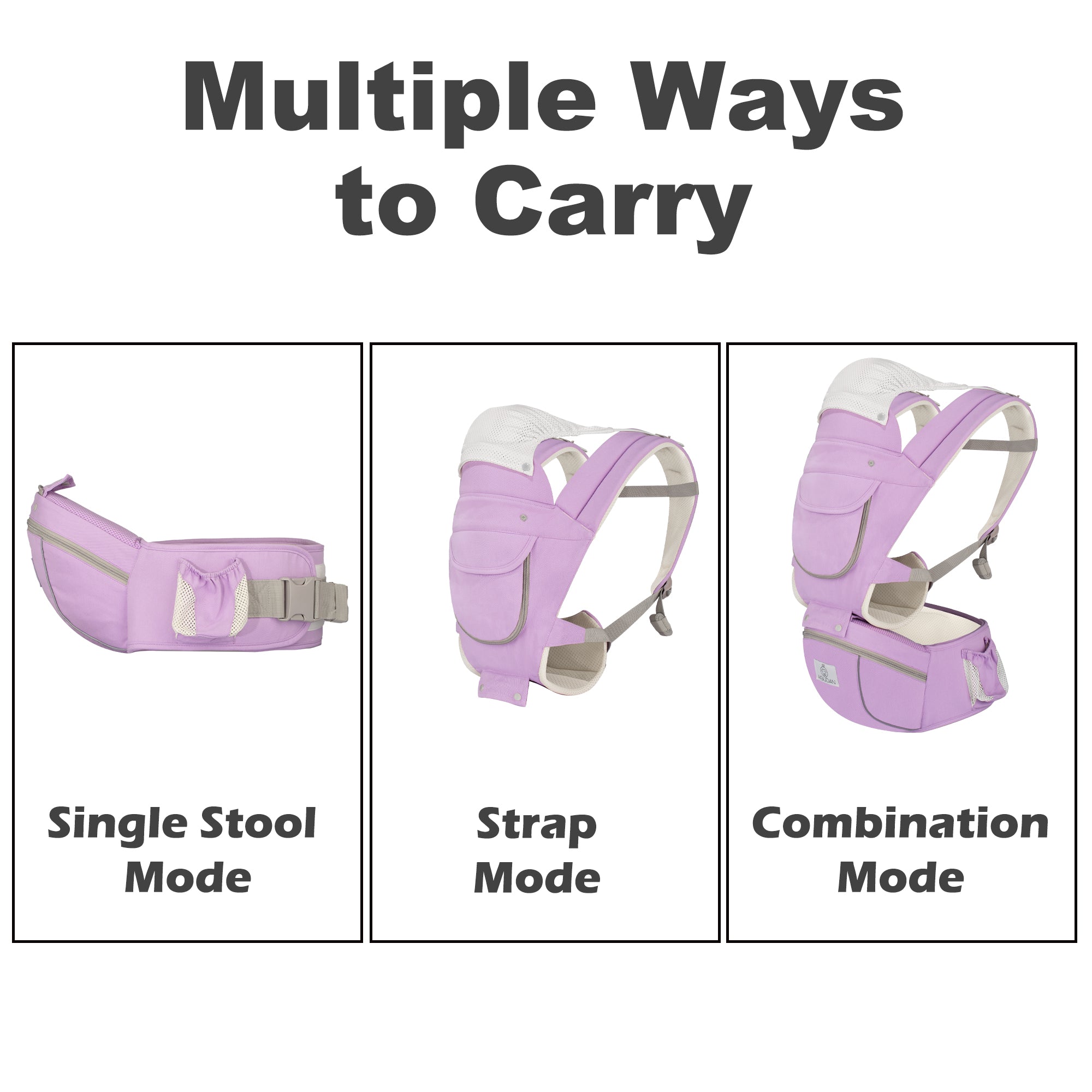 6-in-1 Ergonomic Baby Carrier with Hip Seat, Unisex Waist Stool for Infants 0–36 Months