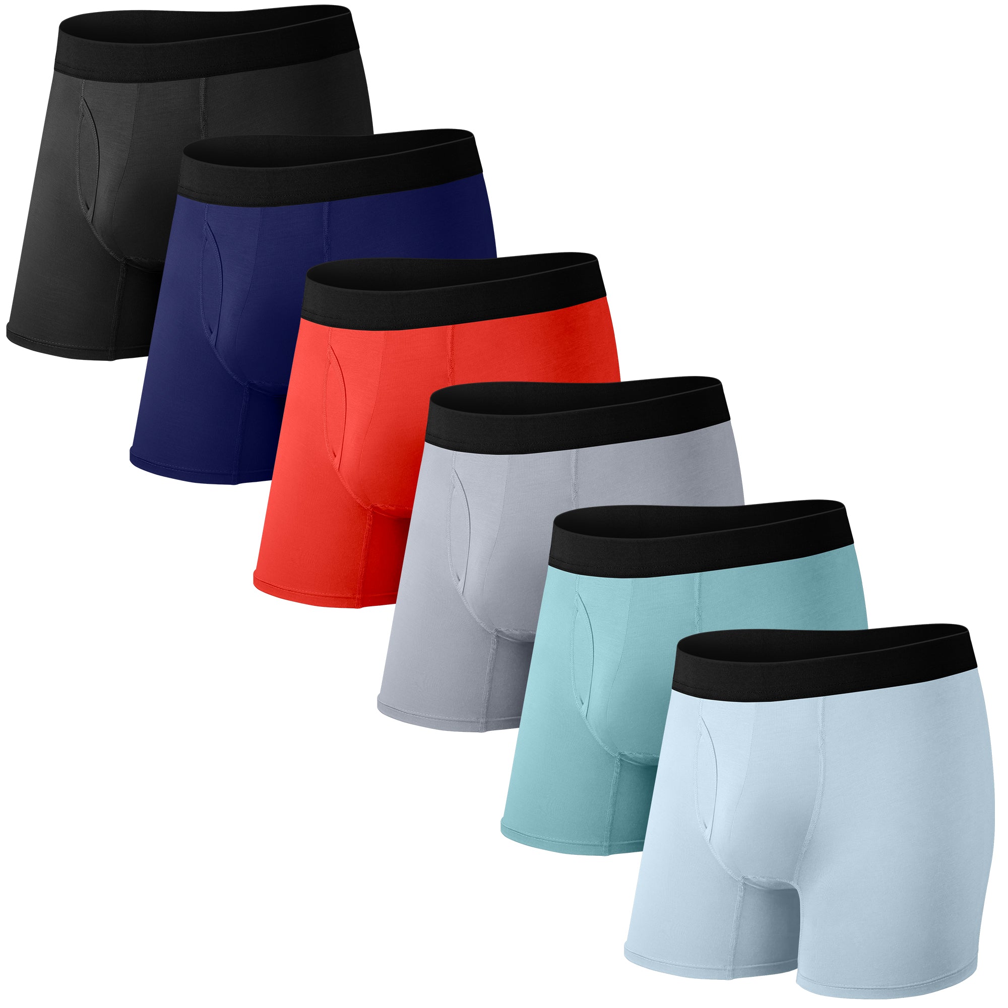 Protium 6-Pack Men's Boxer Briefs – Tag-Free, Soft, Breathable, Moisture-Wicking Underwear with No Ride-Up Design for All-Day Comfort