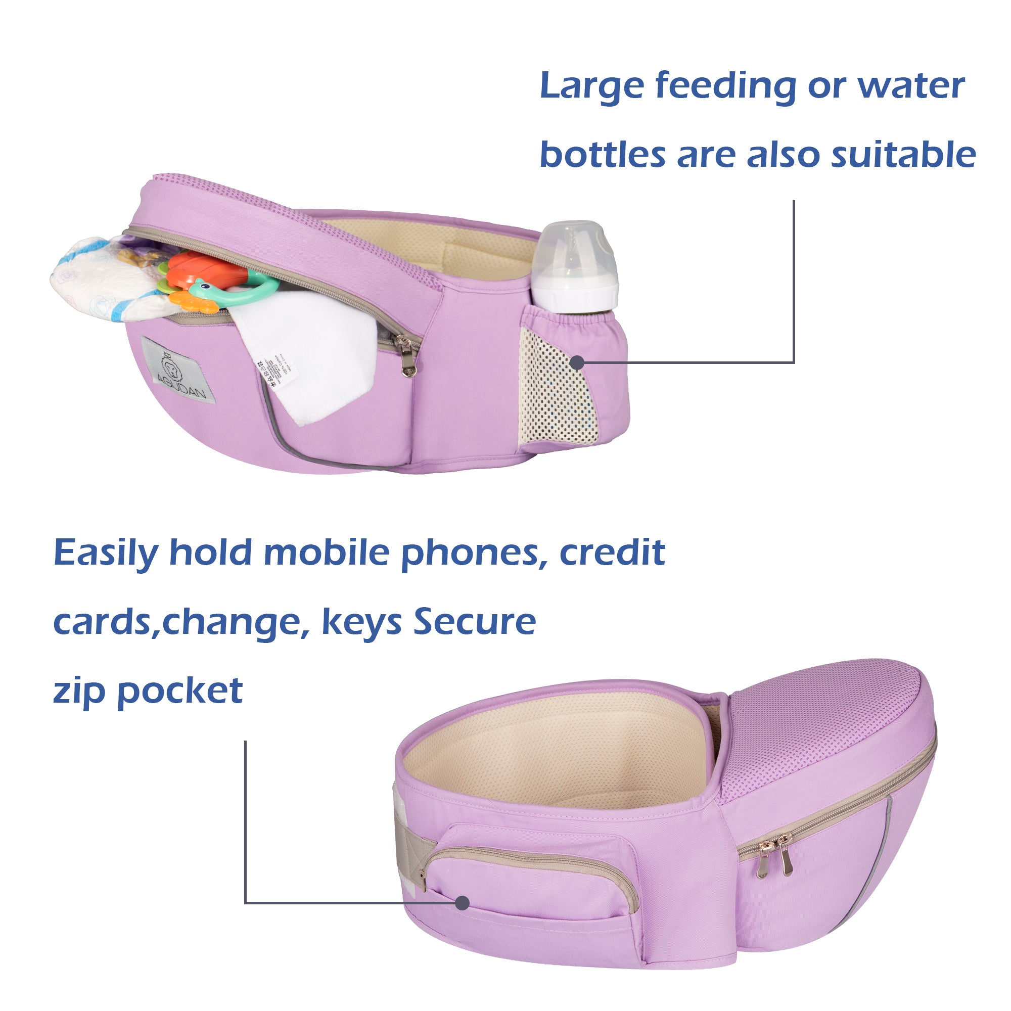 Ergonomic Hip Seat Baby Carrier with Storage Pocket, Adjustable Waist Support for 0-36 Months Newborn and Toddler