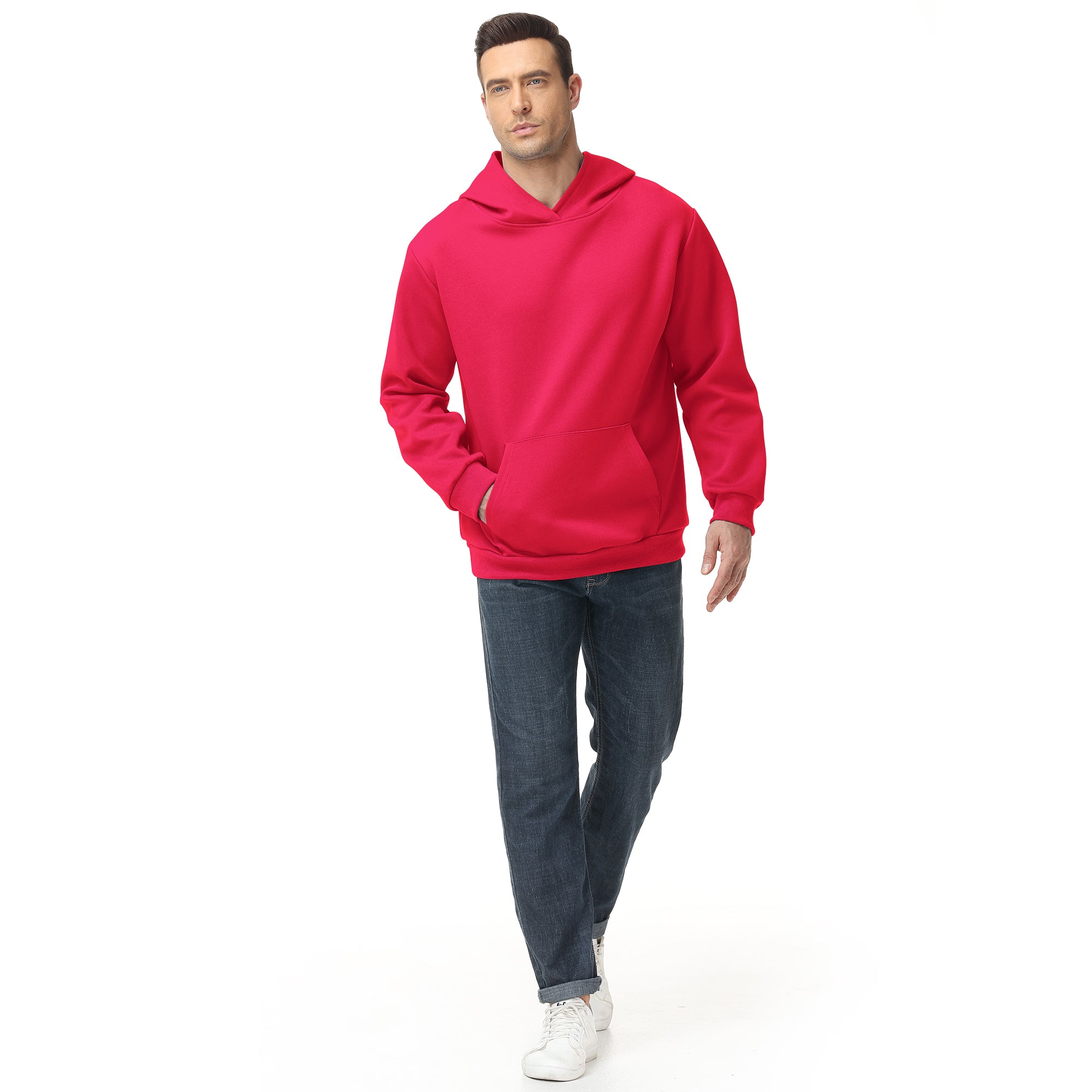 Men's 100% Cotton Hoodie – Double-Layer Pullover Sweatshirt in Solid Color, Long Sleeve for Year-Round Casual Wear