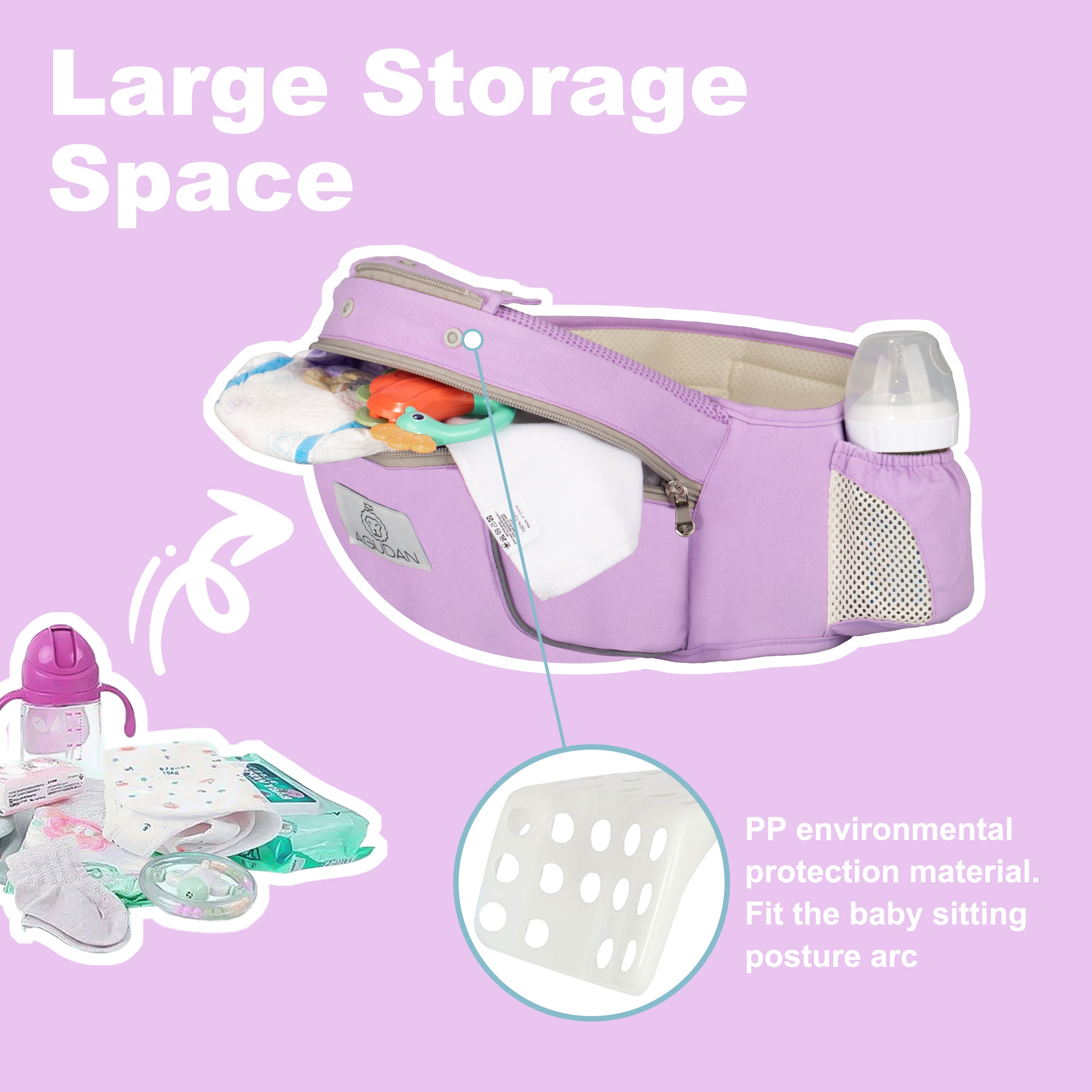 6-in-1 Ergonomic Baby Carrier with Hip Seat, Unisex Waist Stool for Infants 0–36 Months