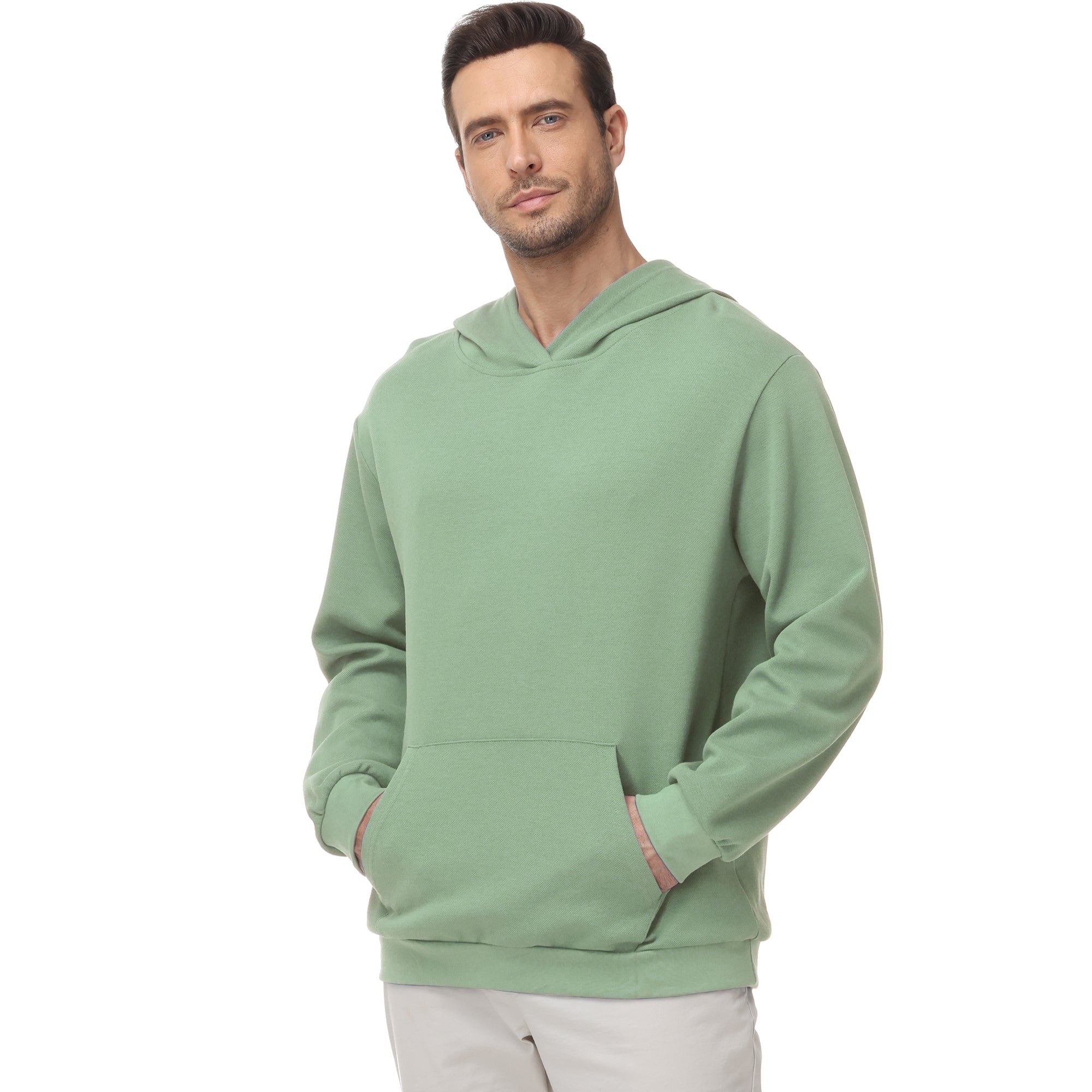 Pepypepy Men's Hooded Sweatshirt – Soft Lightweight Cotton Pullover Hoodie, Solid Color Long Sleeve for Casual Wear and Layering