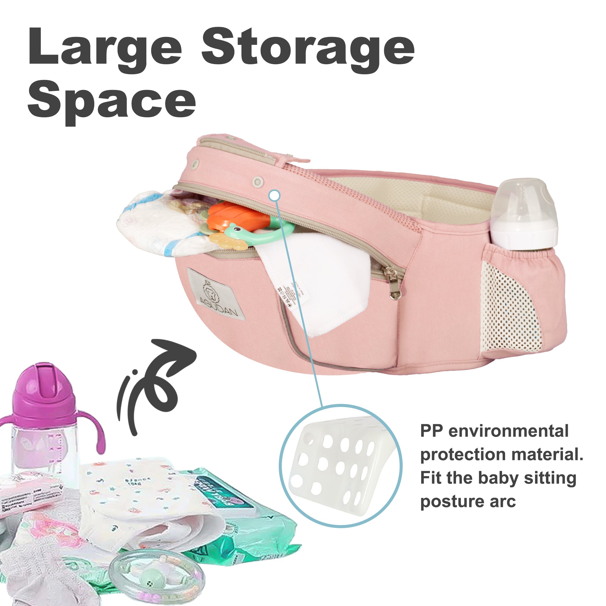 6-in-1 Ergonomic Baby Carrier with Hip Seat, Unisex Waist Stool for Infants 0–36 Months