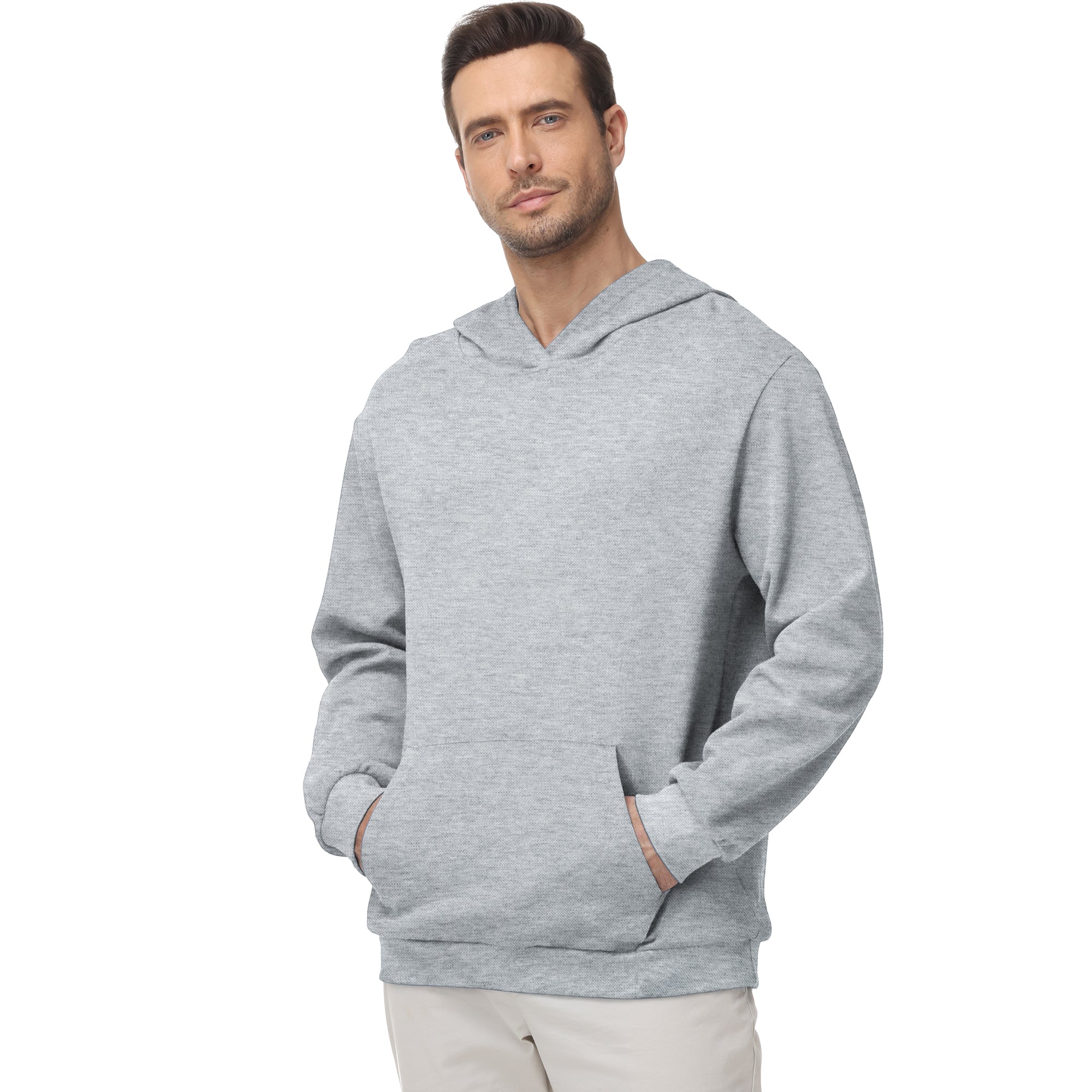 Pepypepy Men's Hooded Sweatshirt – Soft Lightweight Cotton Pullover Hoodie, Solid Color Long Sleeve for Casual Wear and Layering