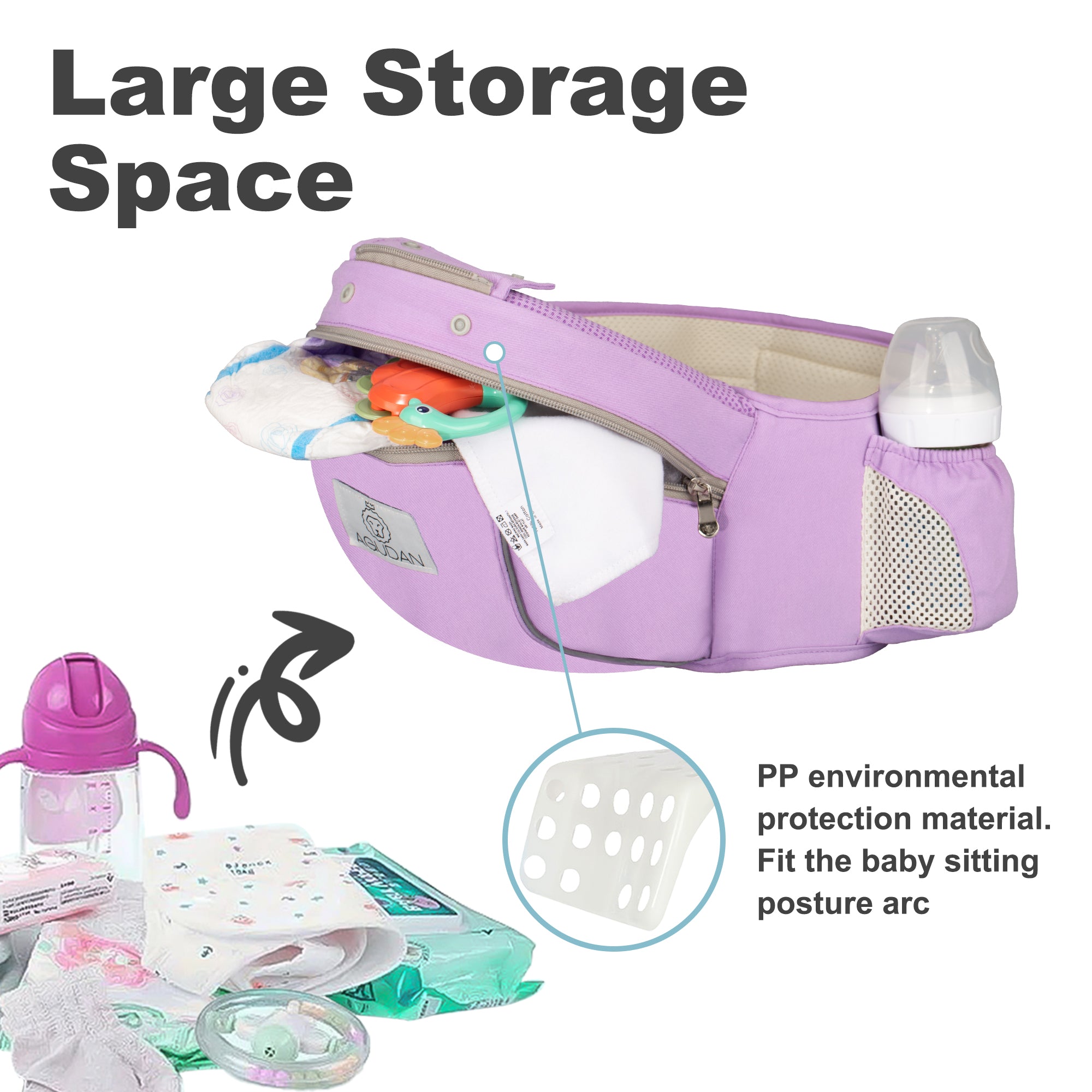 6-in-1 Ergonomic Baby Carrier with Hip Seat, Unisex Waist Stool for Infants 0–36 Months