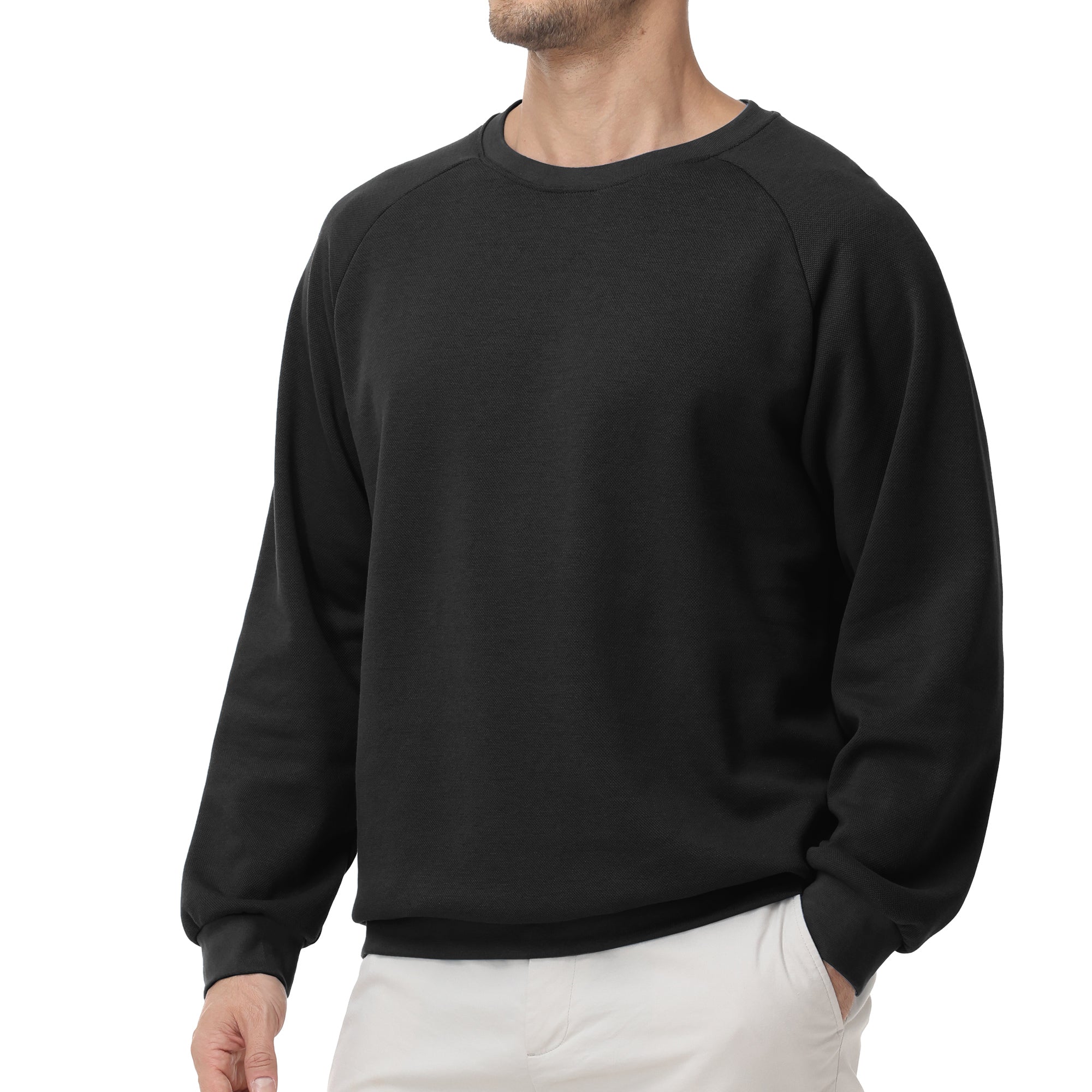 Pepypepy Men's Crewneck Sweatshirt – Soft Lightweight Cotton Pullover, Solid Color Long Sleeve for Casual Wear and Layering