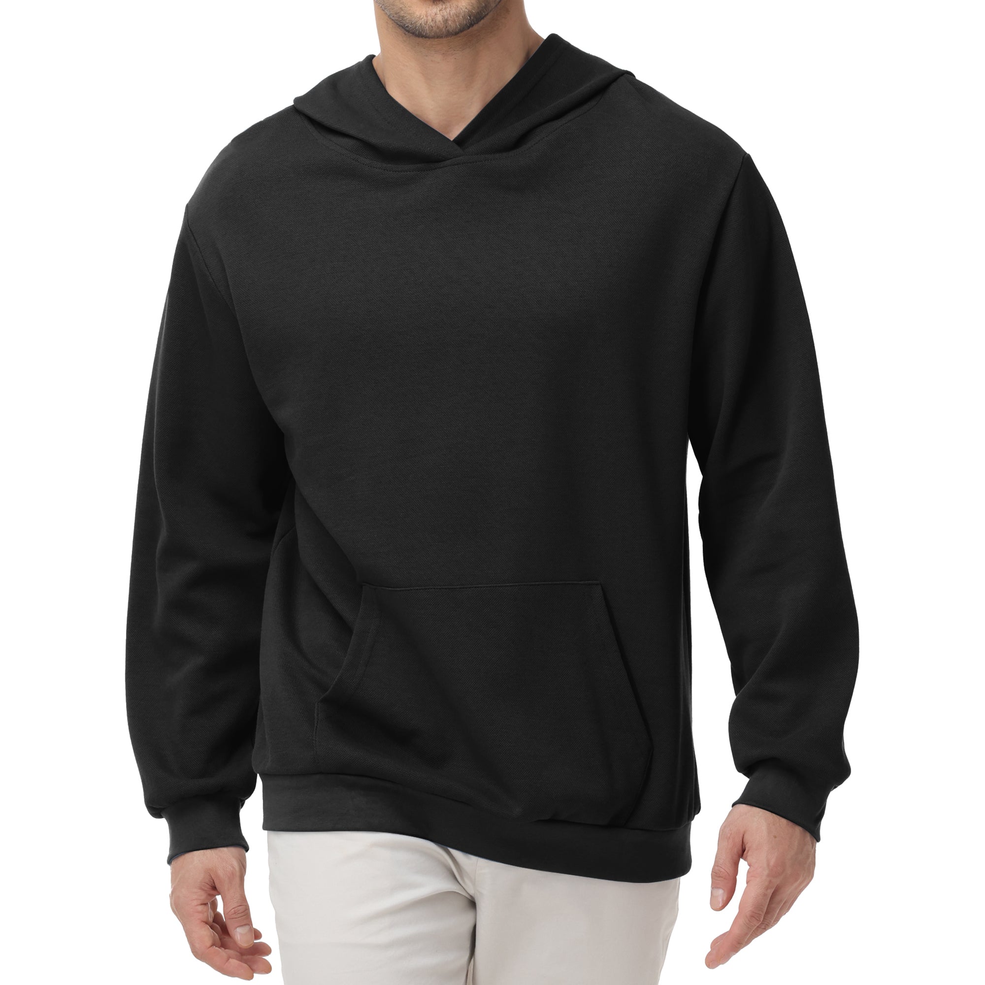 Pepypepy Men's Hooded Sweatshirt – Soft Lightweight Cotton Pullover Hoodie, Solid Color Long Sleeve for Casual Wear and Layering