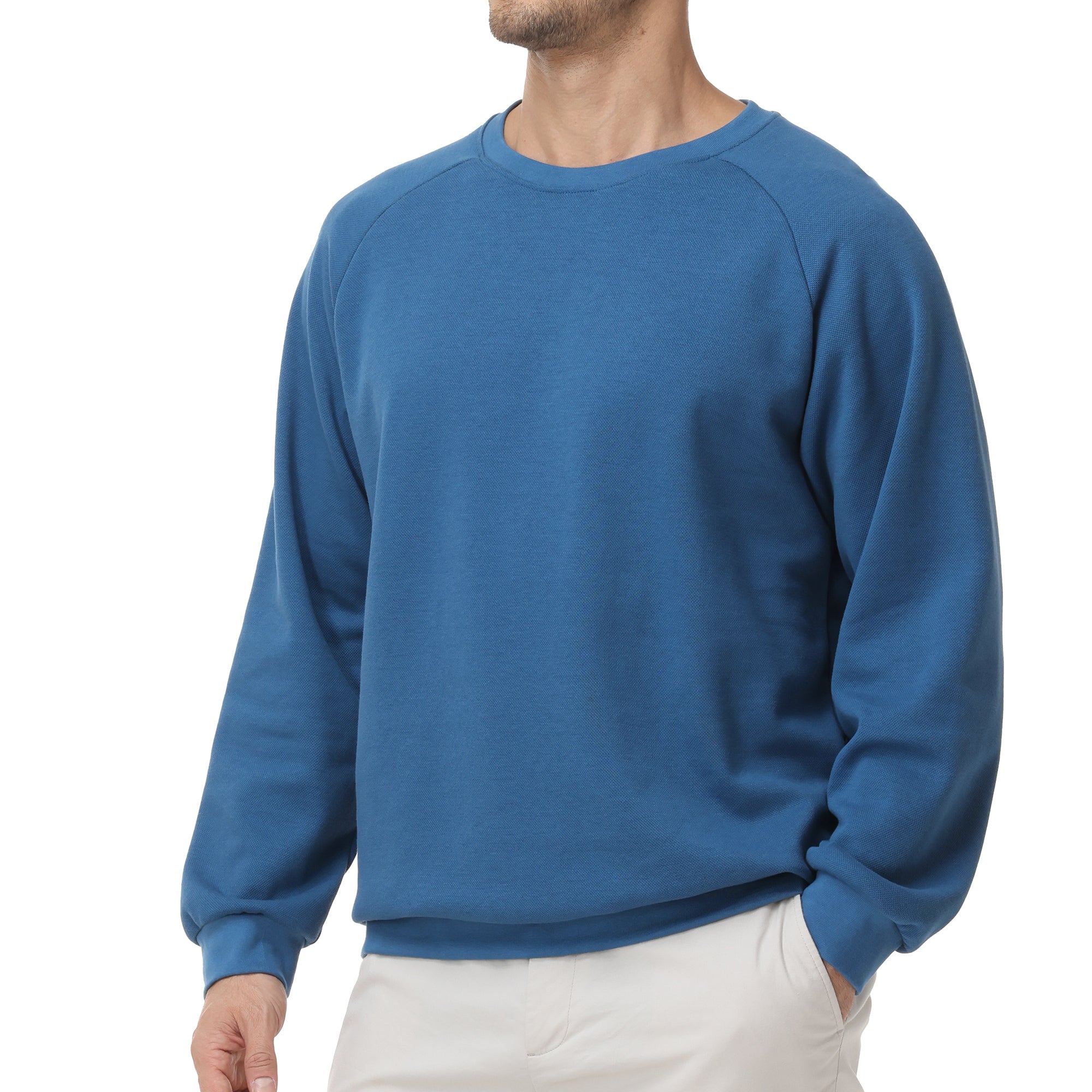 Pepypepy Men's Crewneck Sweatshirt – Soft Lightweight Cotton Pullover, Solid Color Long Sleeve for Casual Wear and Layering