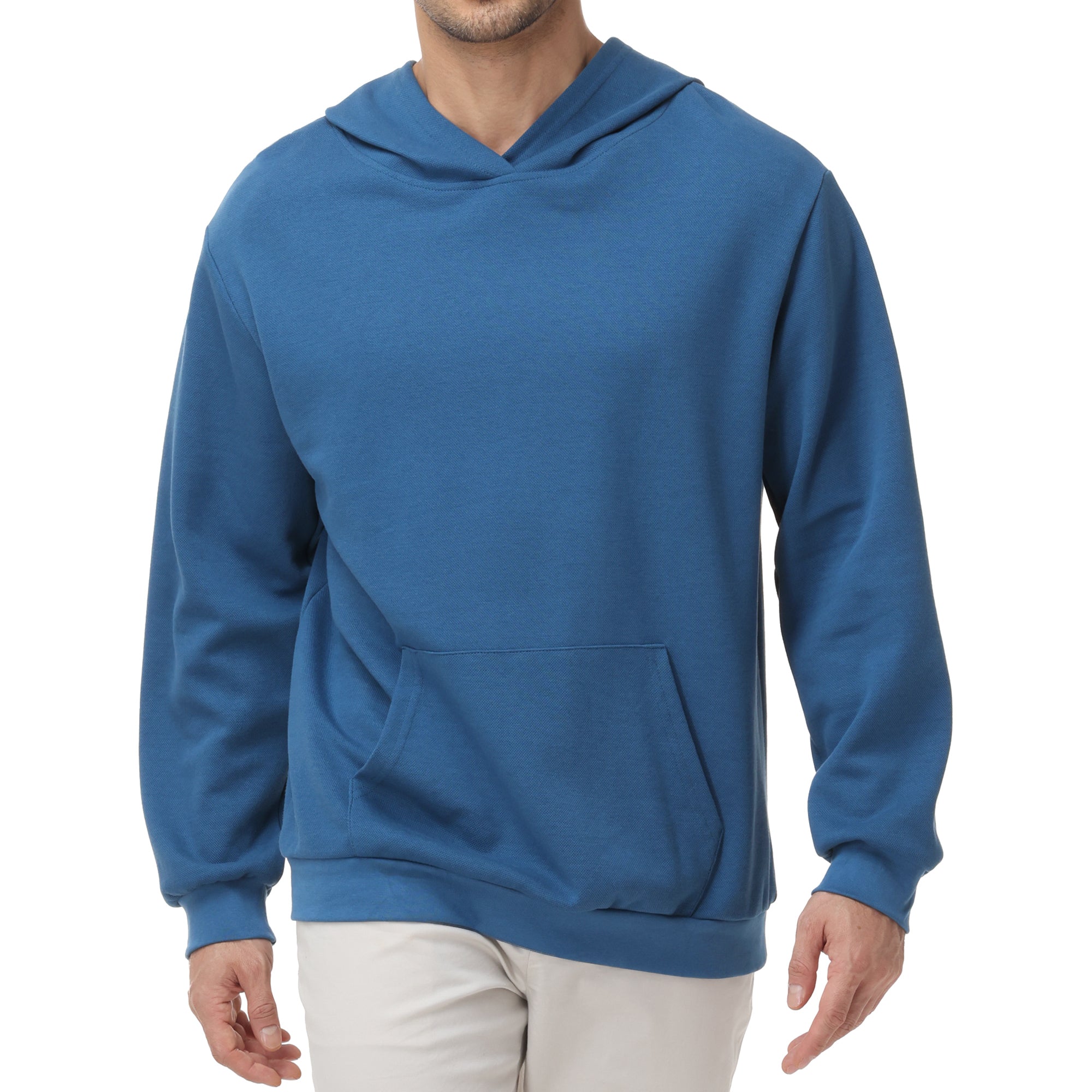 Pepypepy Men's Hooded Sweatshirt – Soft Lightweight Cotton Pullover Hoodie, Solid Color Long Sleeve for Casual Wear and Layering