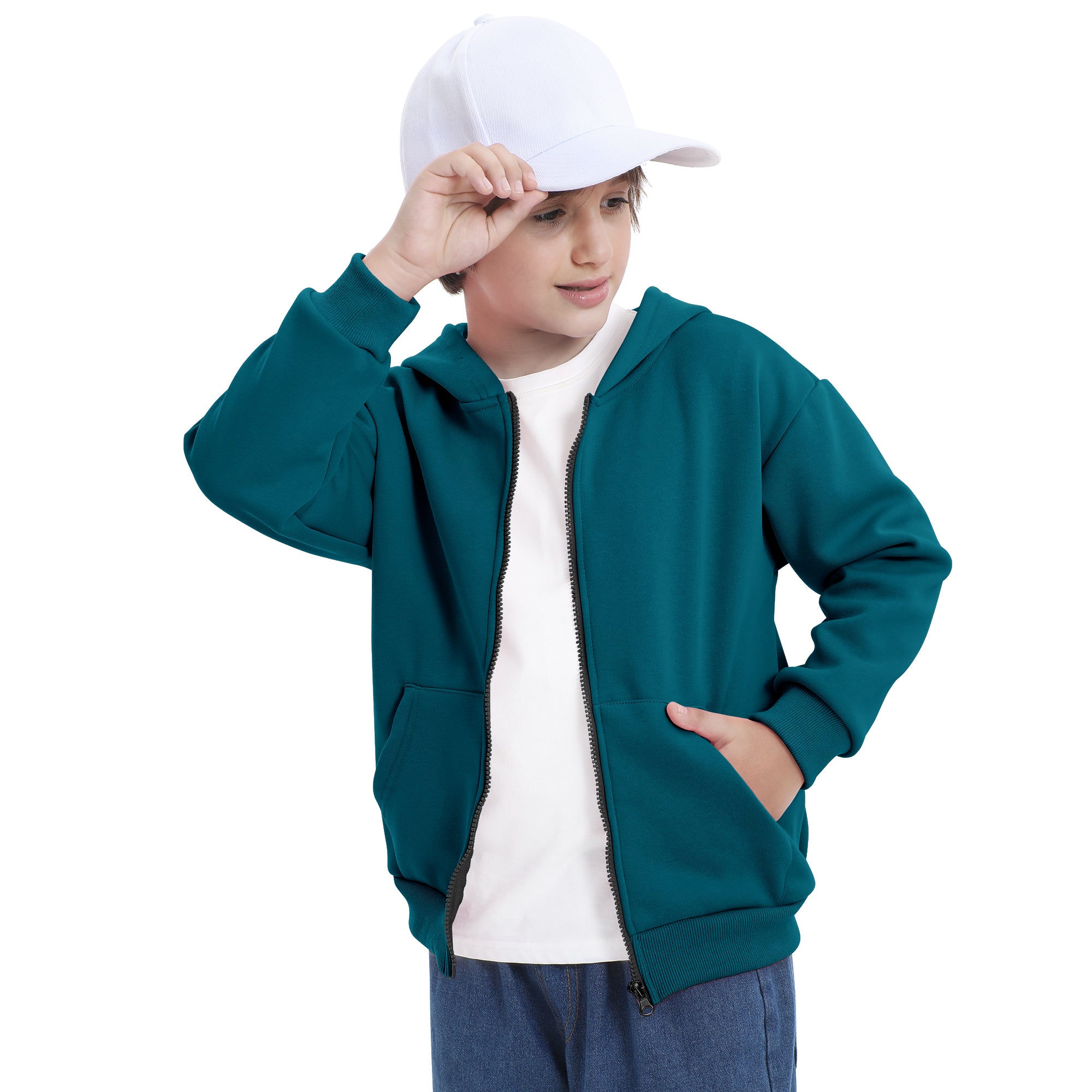 BIG ELEPHANT Boys' and Girls' Zip-Up Hoodie with Pockets, Fleece-Lined Soft Cotton Jacket for School