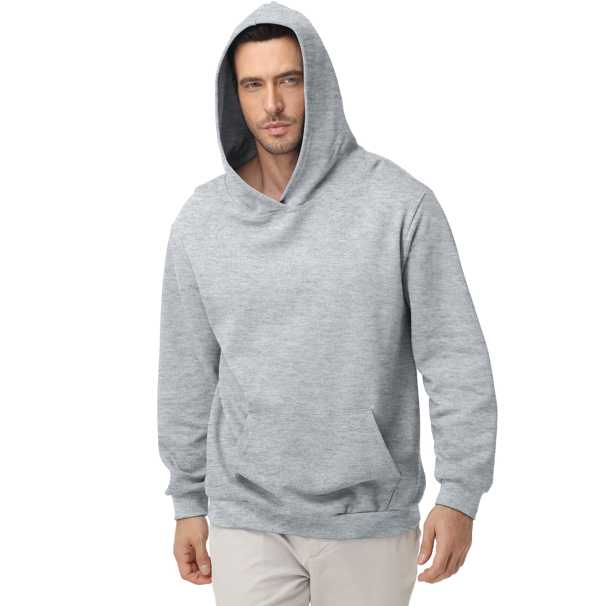 Pepypepy Men's Hooded Sweatshirt – Soft Lightweight Cotton Pullover Hoodie, Solid Color Long Sleeve for Casual Wear and Layering