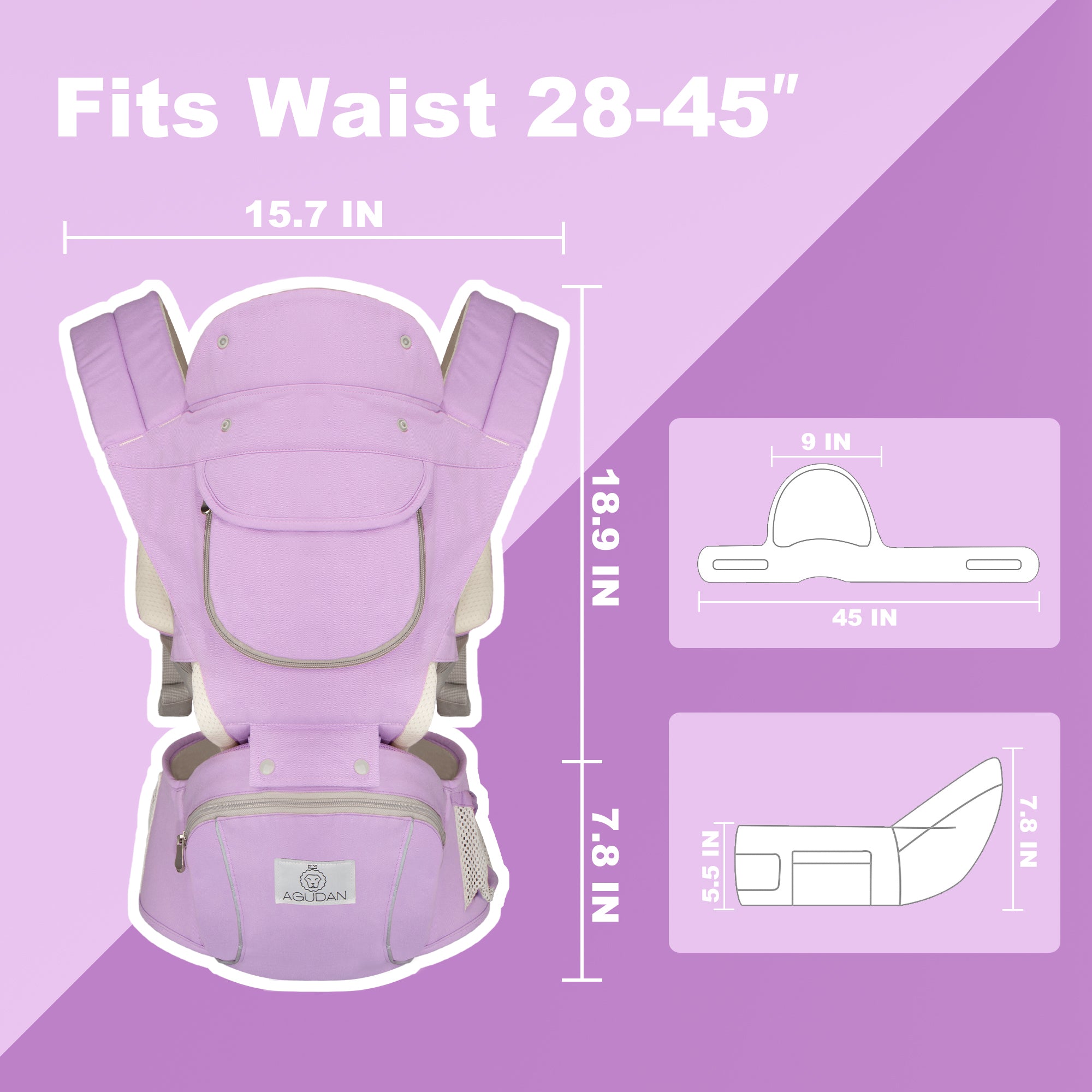 6-in-1 Ergonomic Baby Carrier with Hip Seat, Unisex Waist Stool for Infants 0–36 Months