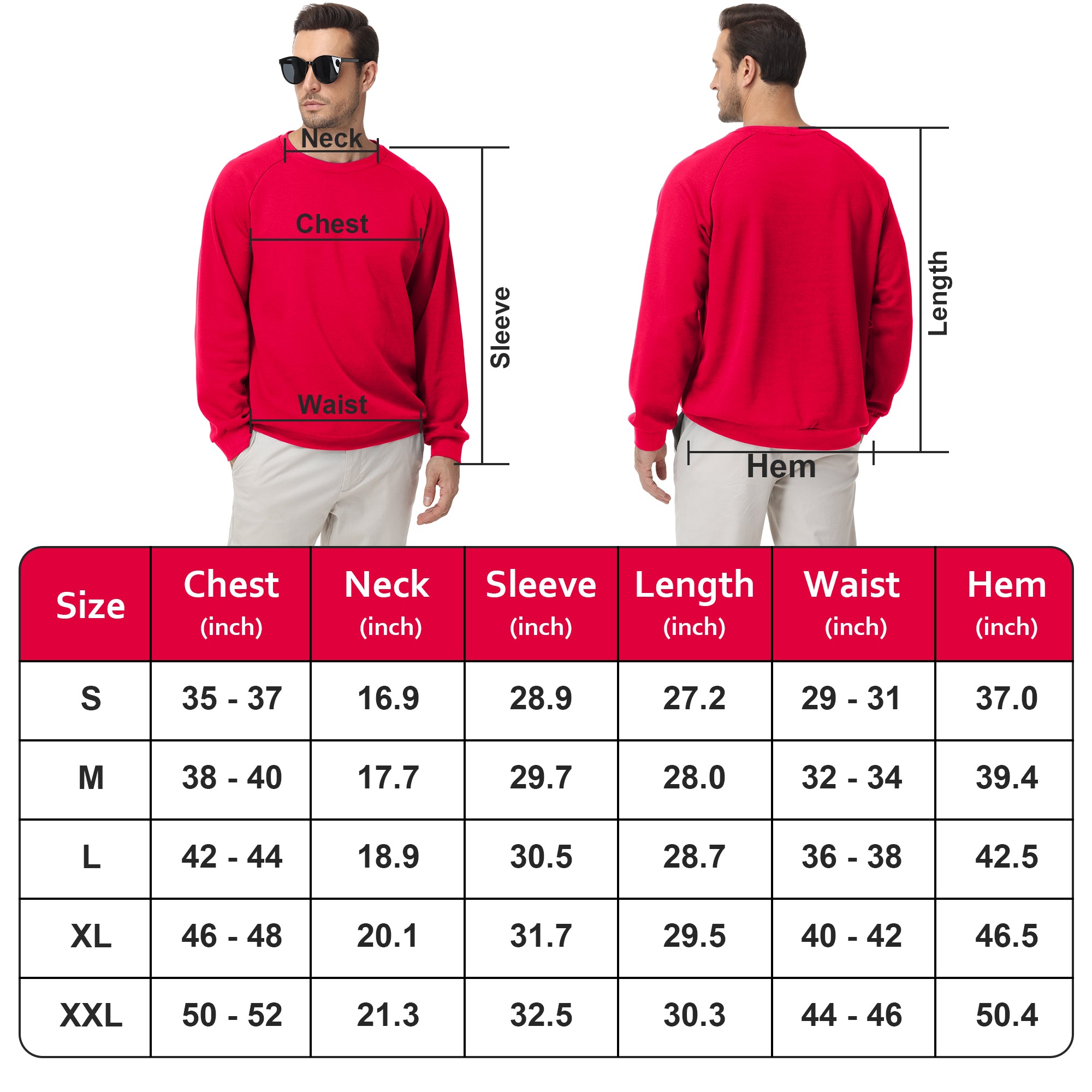 Pepypepy Men's Crewneck Sweatshirt – Soft Lightweight Cotton Pullover, Solid Color Long Sleeve for Casual Wear and Layering