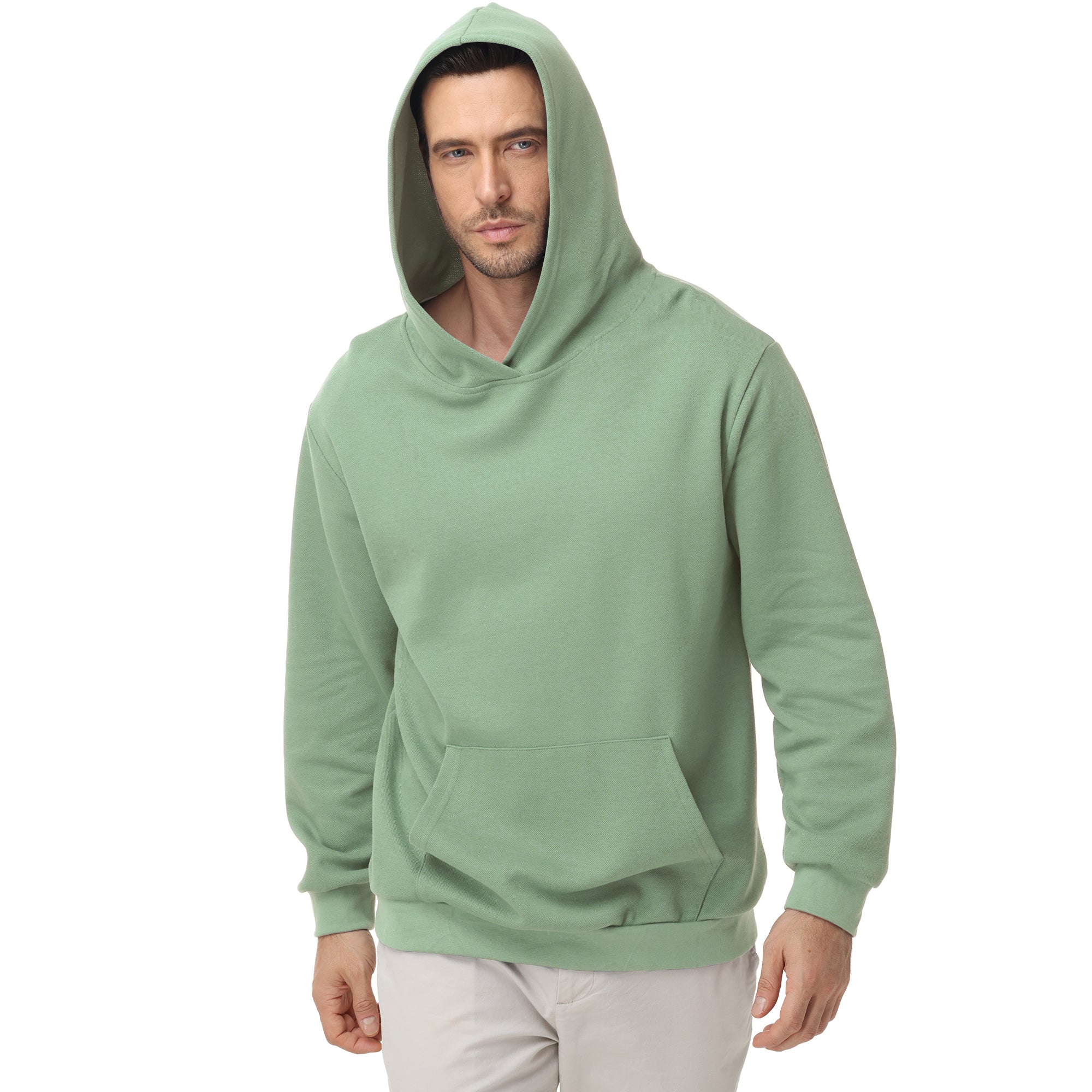 Pepypepy Men's Hooded Sweatshirt – Soft Lightweight Cotton Pullover Hoodie, Solid Color Long Sleeve for Casual Wear and Layering