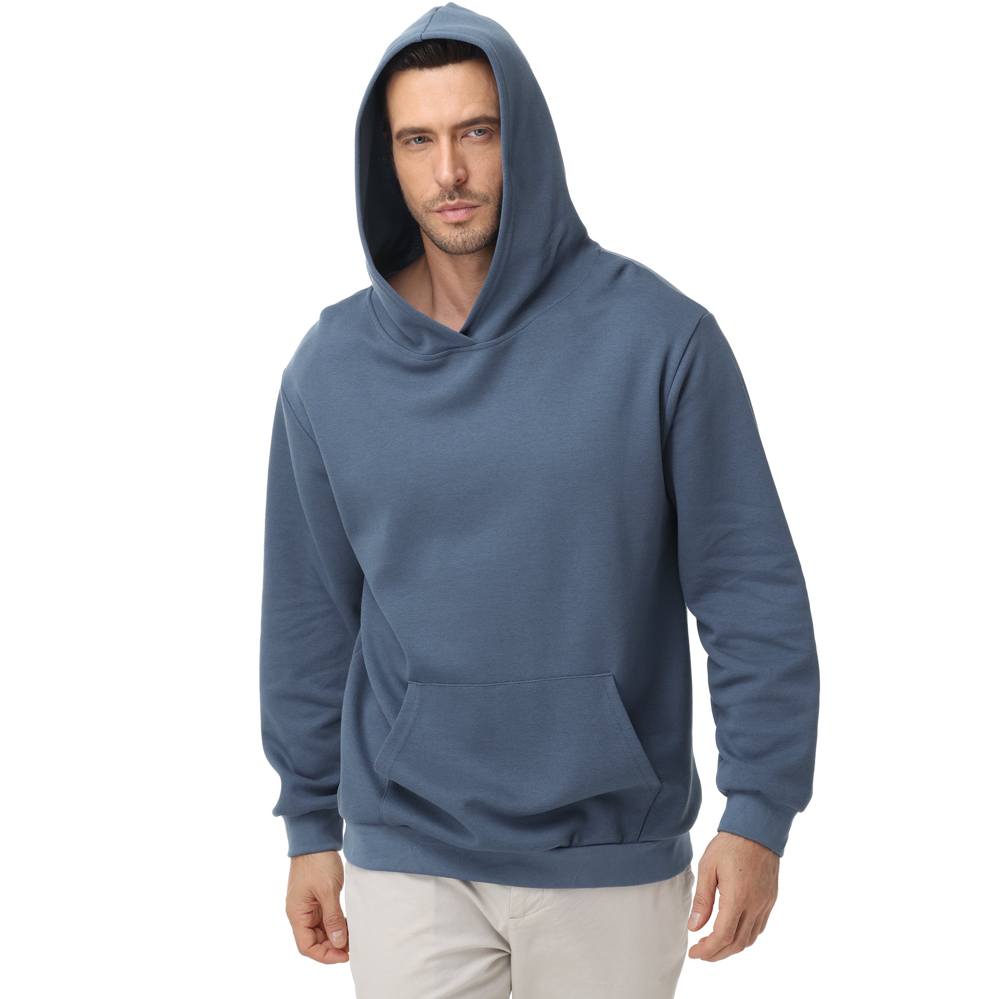 Pepypepy Men's Hooded Sweatshirt – Soft Lightweight Cotton Pullover Hoodie, Solid Color Long Sleeve for Casual Wear and Layering