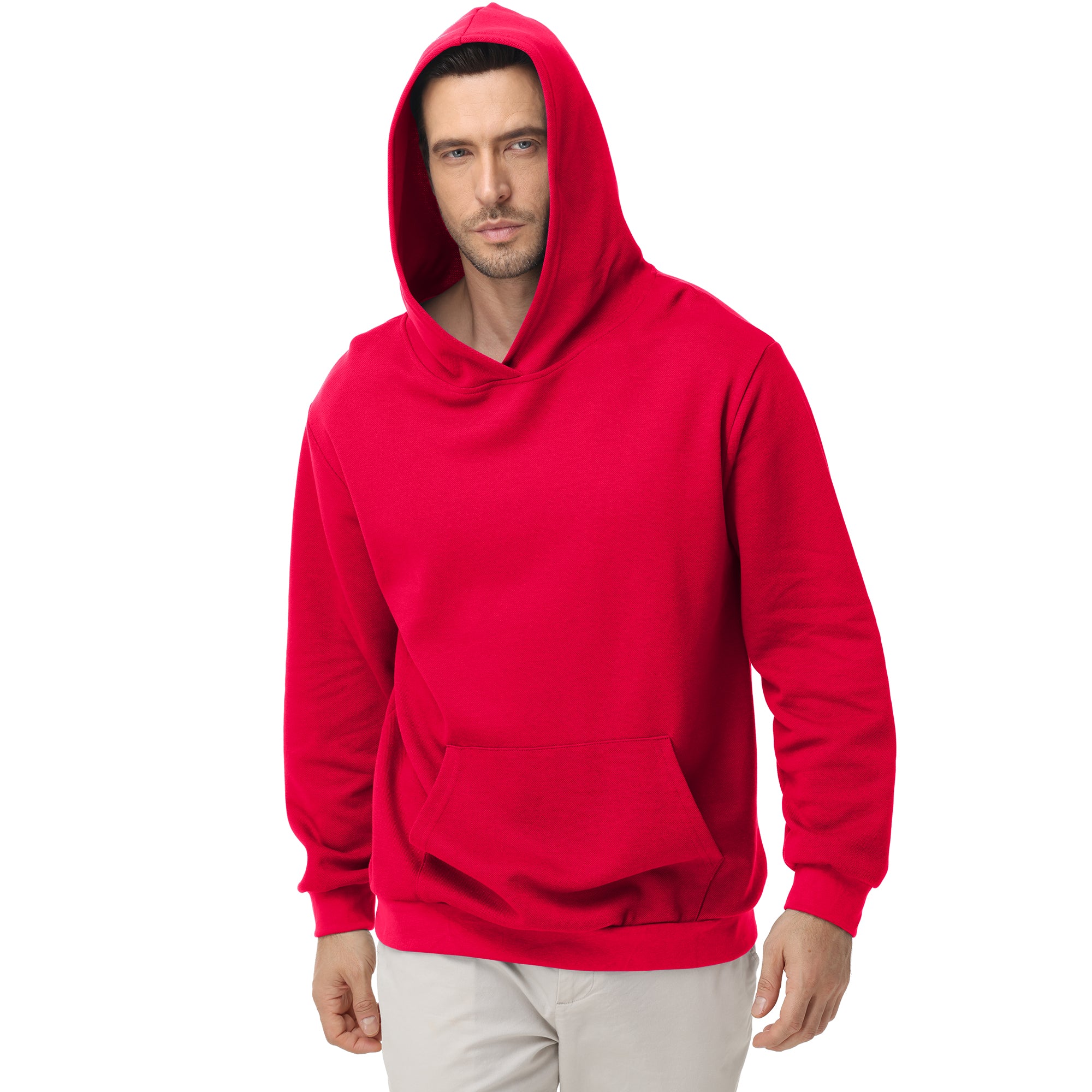 Pepypepy Men's Hooded Sweatshirt – Soft Lightweight Cotton Pullover Hoodie, Solid Color Long Sleeve for Casual Wear and Layering